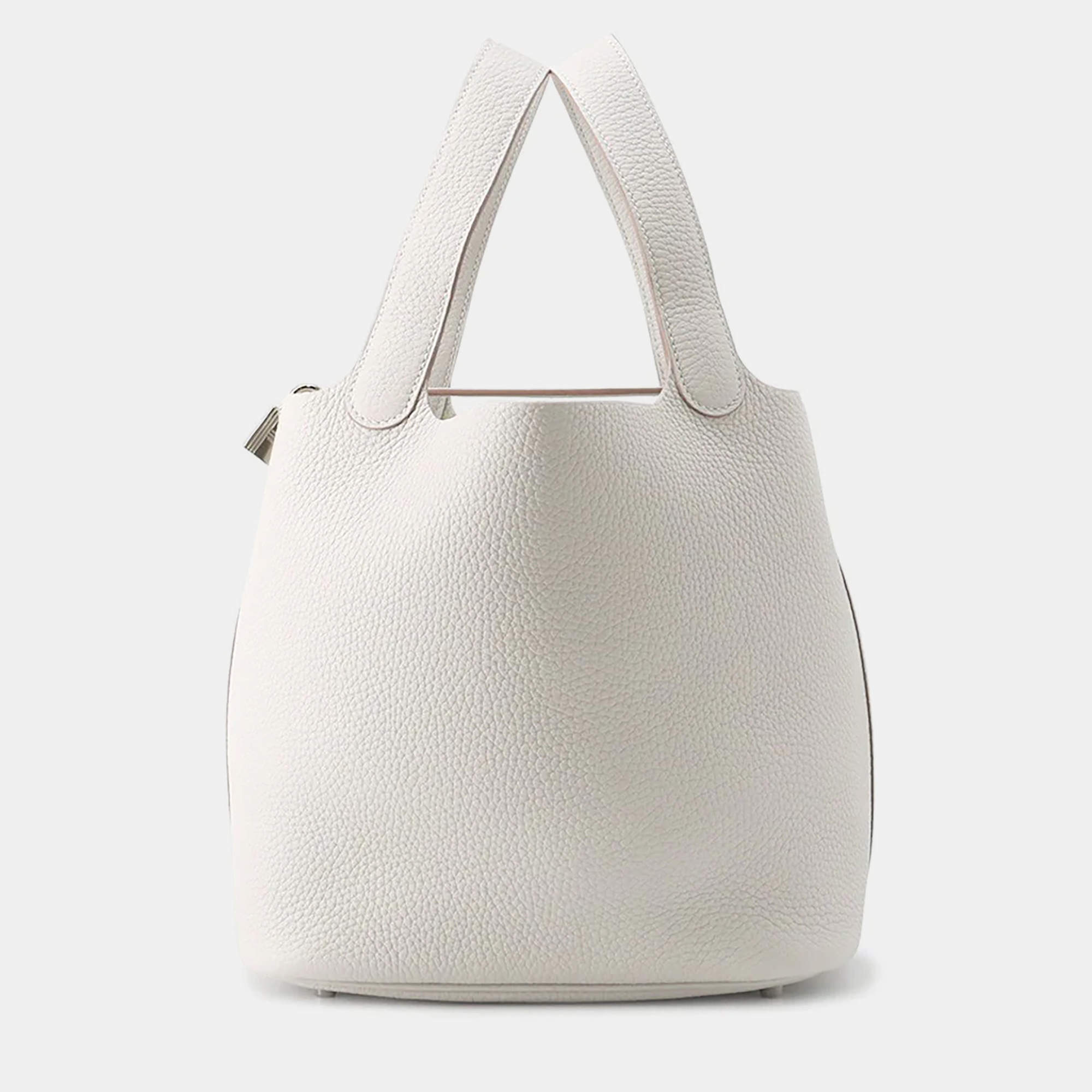 Pre Owned Hermes Picotin Lock MM Taurillon Clemence Leather Shoulder Bag