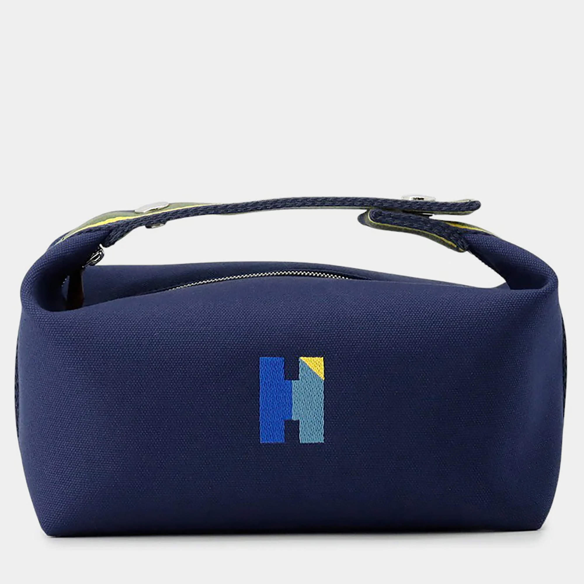 Pre Owned Hermes Brid A Black Marine Canvas Size Pm