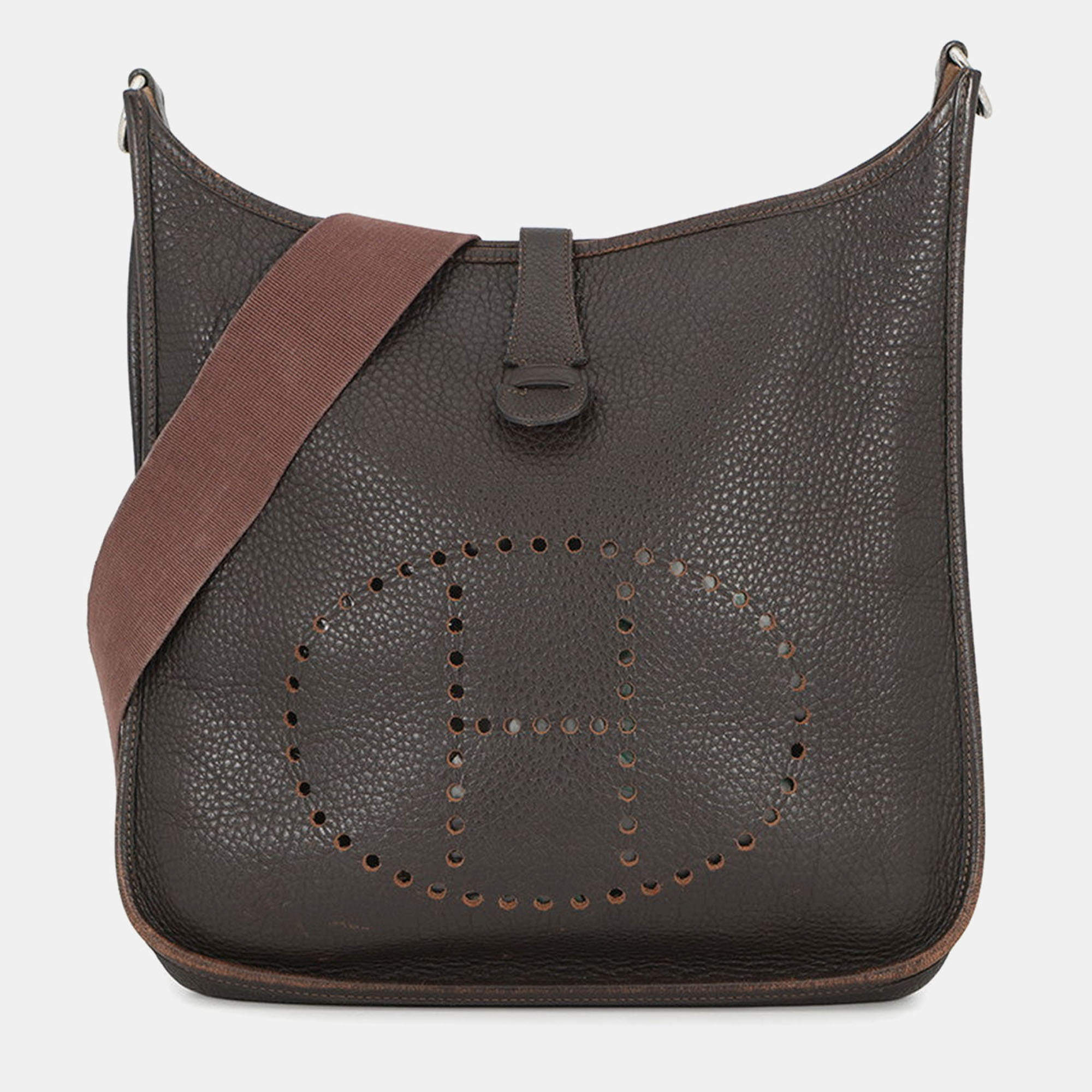 مملوكة مسبقًا Hermes Evelyne I PM Brown Togo Calfskin Leather Crossbody Bag