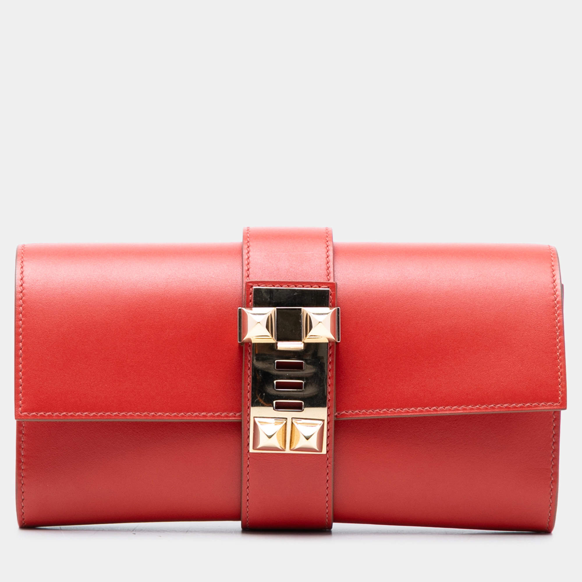مملوكة مسبقًا Hermes Red Tadelakt Medor Clutch 23