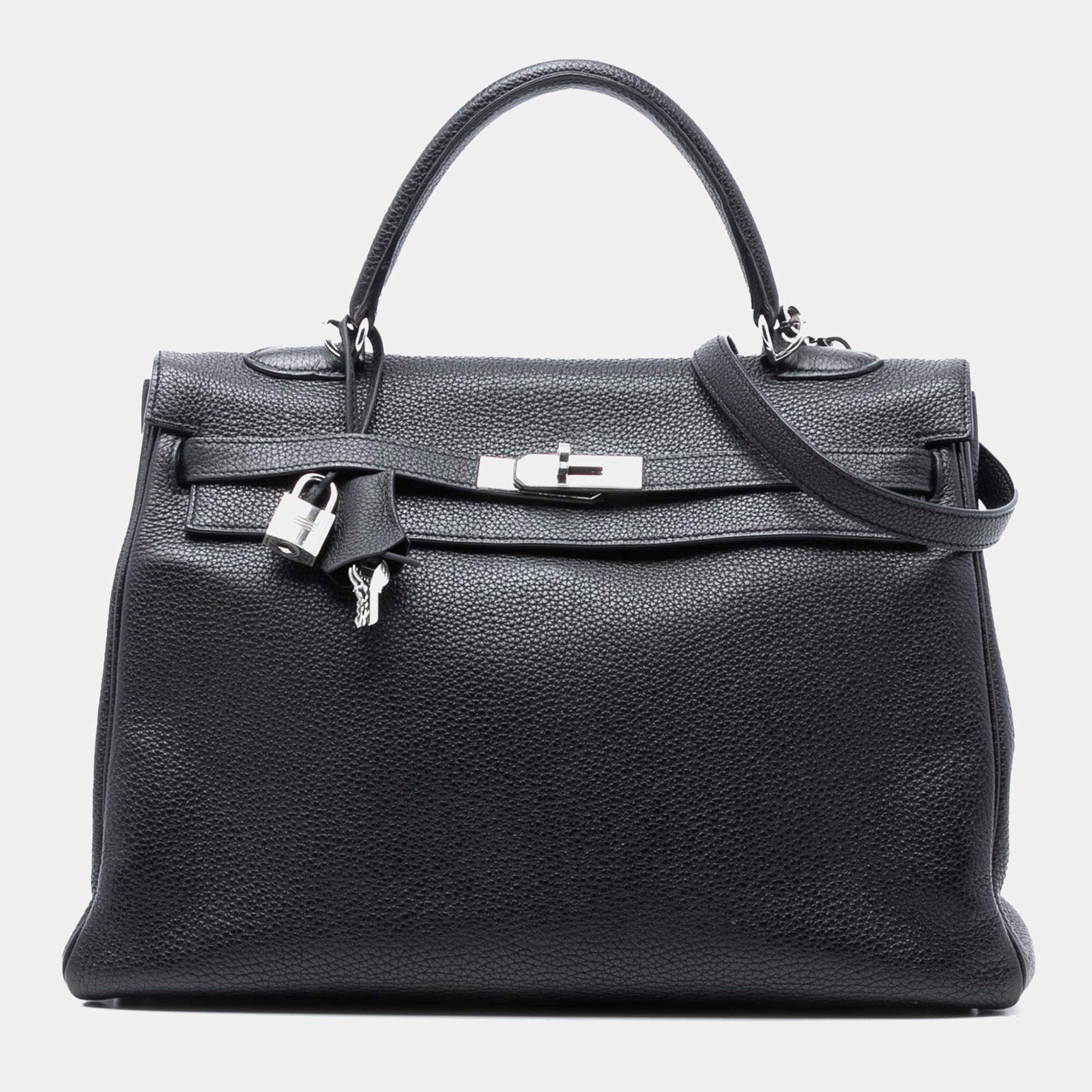 مملوكة مسبقًا Hermes Black Togo Kelly II Retourne 35