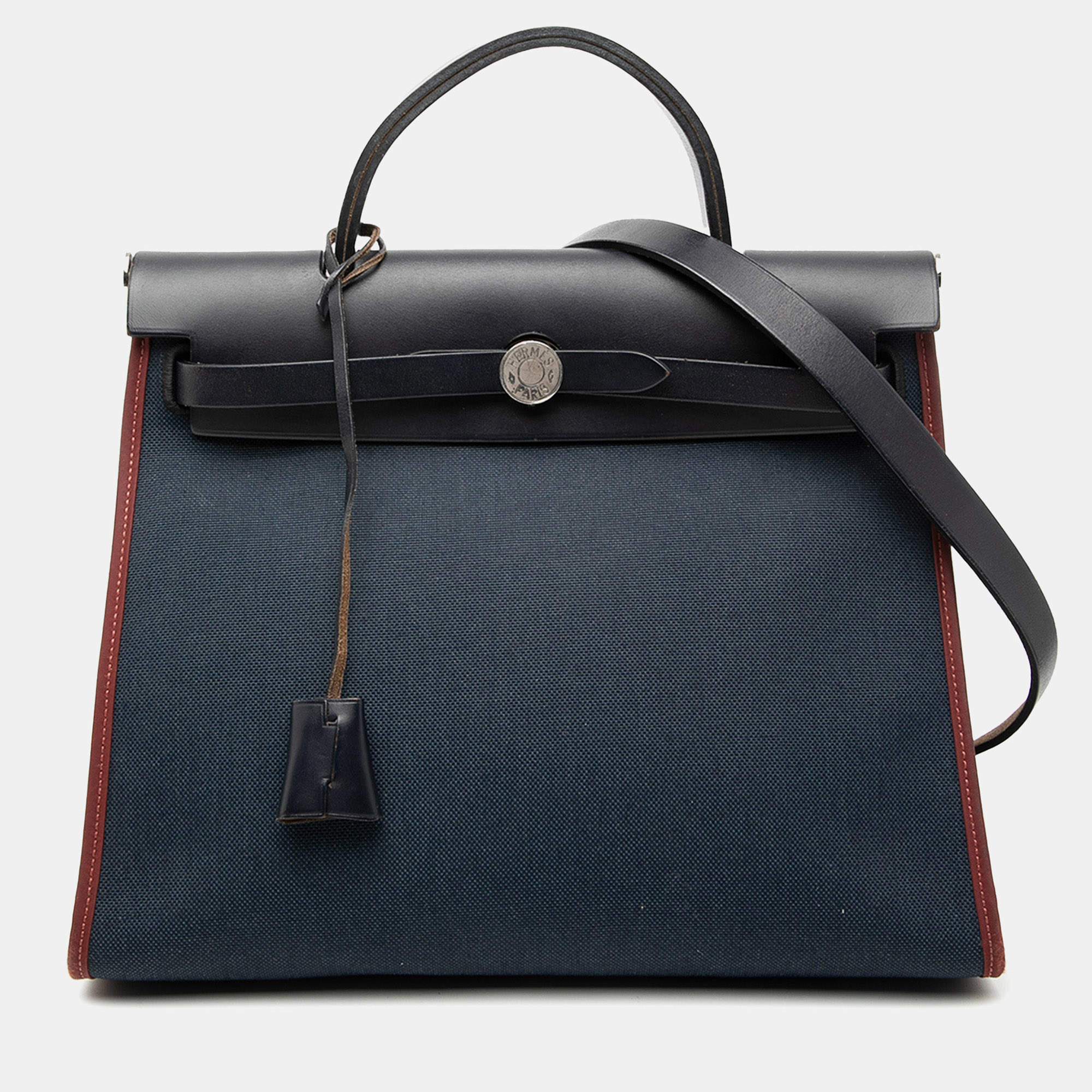 مملوكة مسبقًا حقيبة هيرميس هيرباج زيب 31 أسود أزرق توال