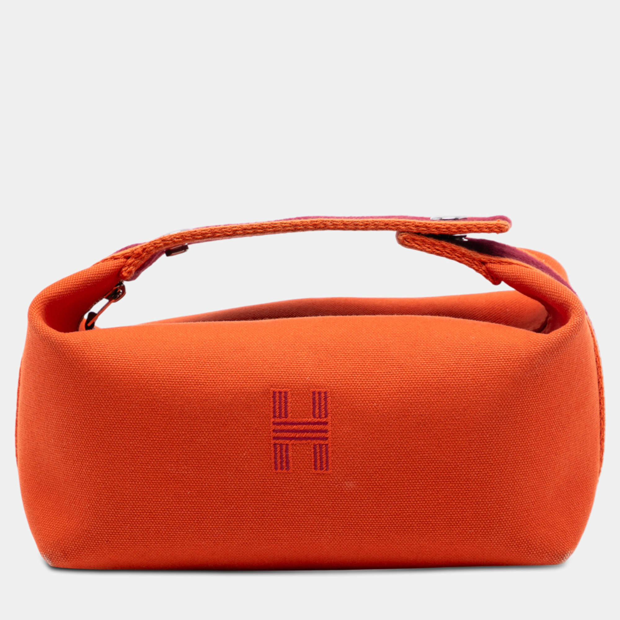 Pre Owned Hermes Orange, Red Small Toile Bride A Brac Case