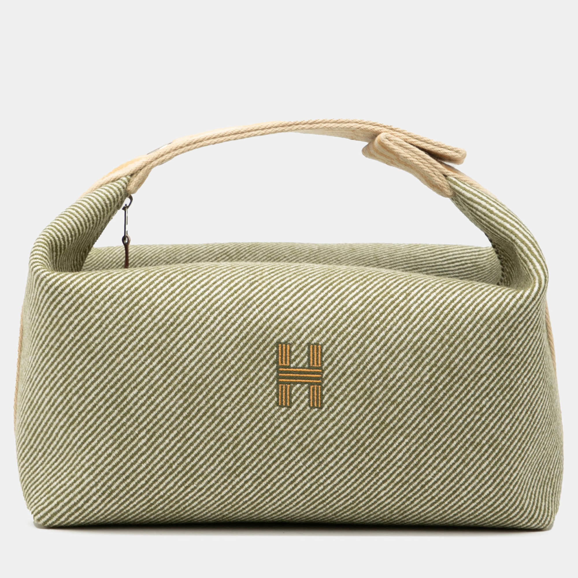 مملوكة مسبقًا Hermes Brown Green Large Wool Bride A Brac H Natte Case