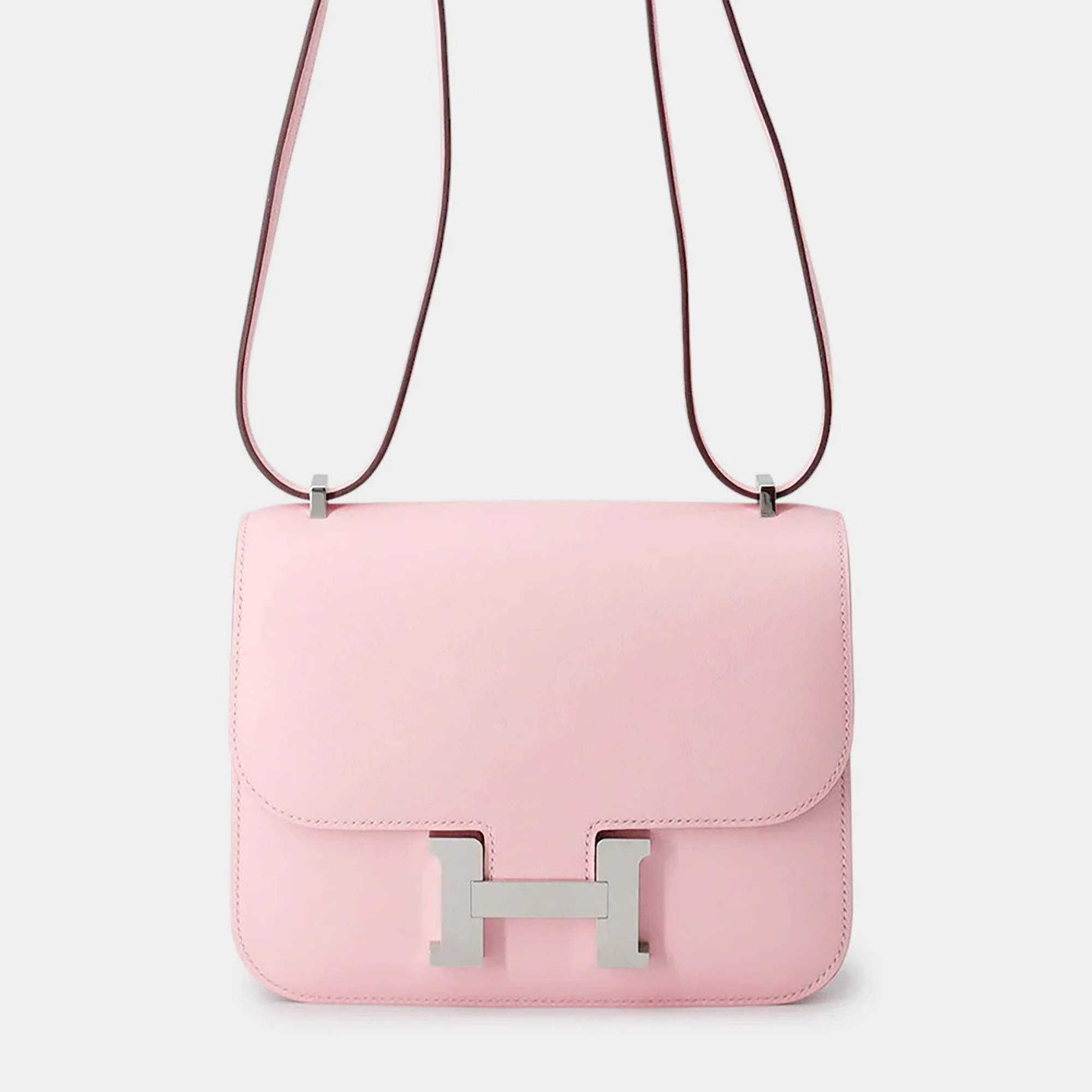 Pre Owned Hermes Constance3 Miroir Rose Sakura Swift Leather Size Mini