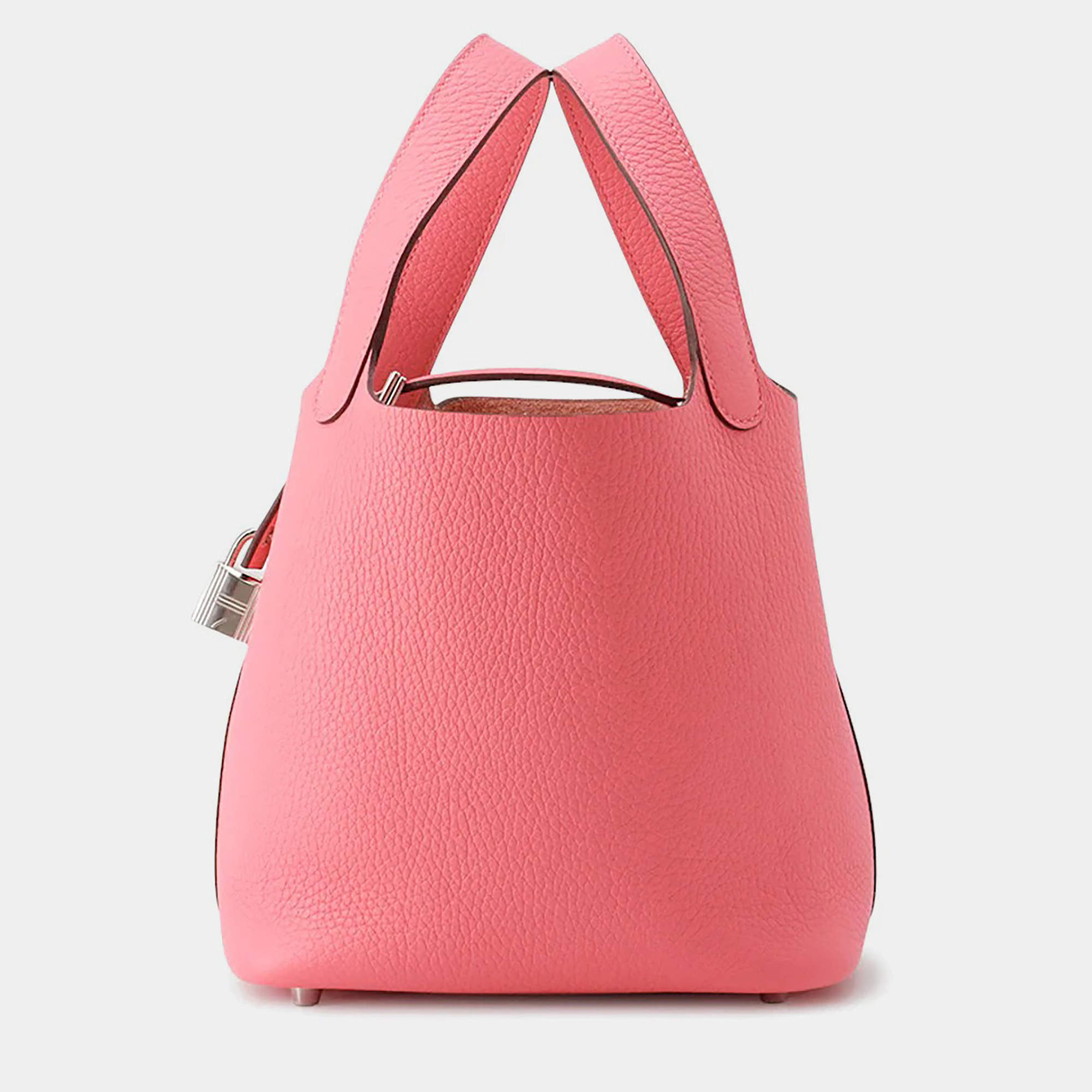 Pre Owned Hermes Picotin Lock Rose Azalee Taurillon Clemence PM