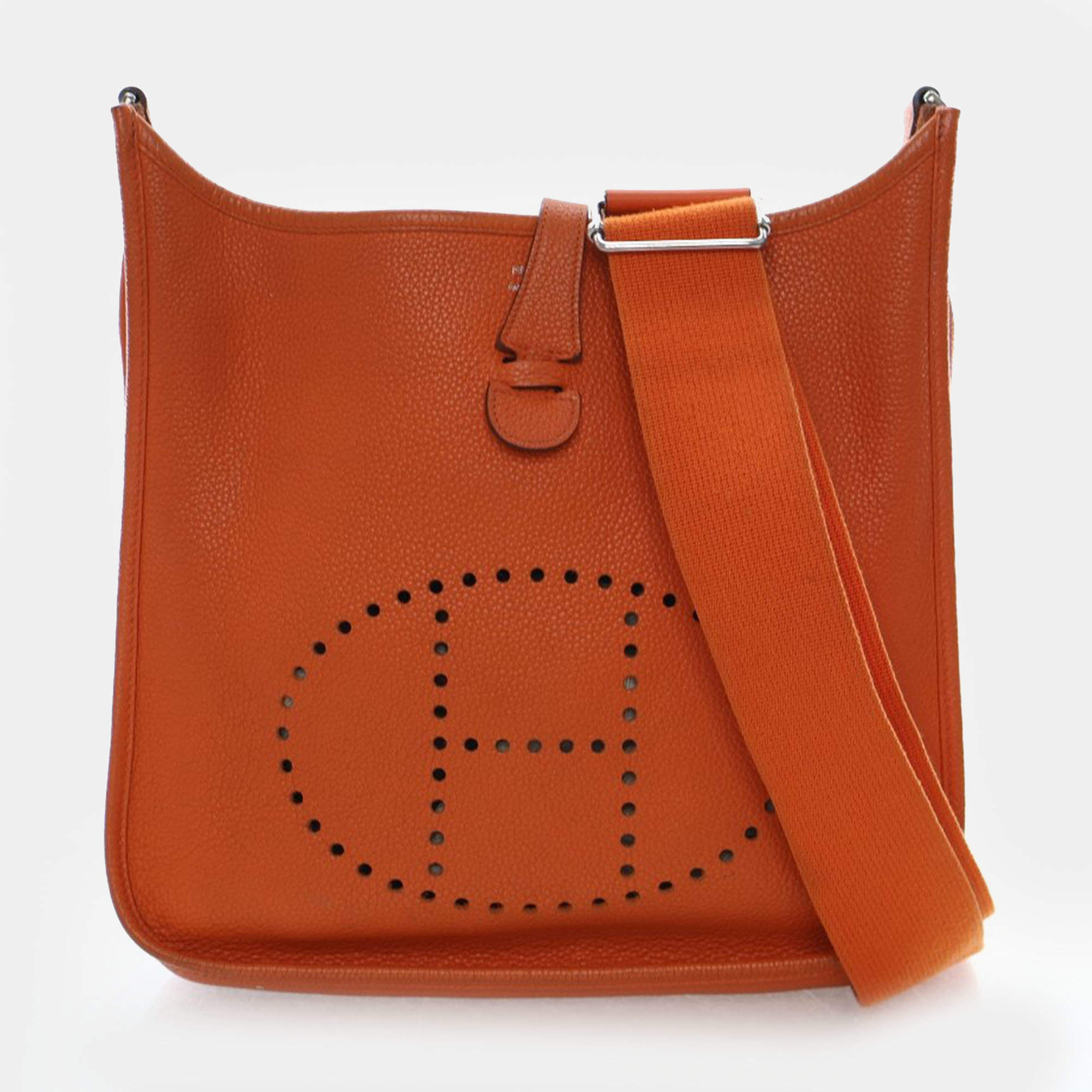 Pre Owned Hermes Evelyne III 29 Orange H Taurillon Clemence Leather Crossbody Bag