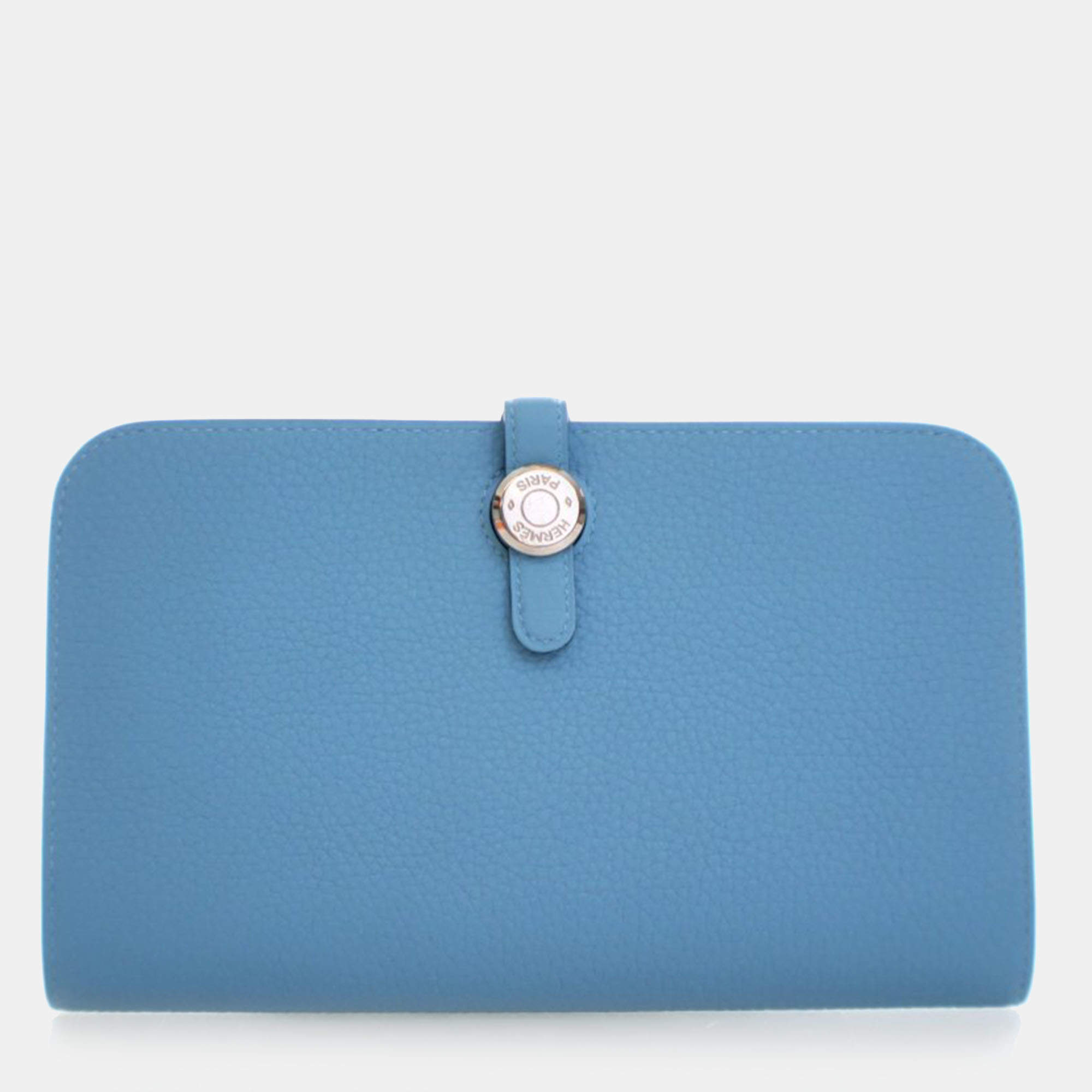 Pre Owned محفظة هيرمس دوجون ديو جلد عجل توجو أزرق