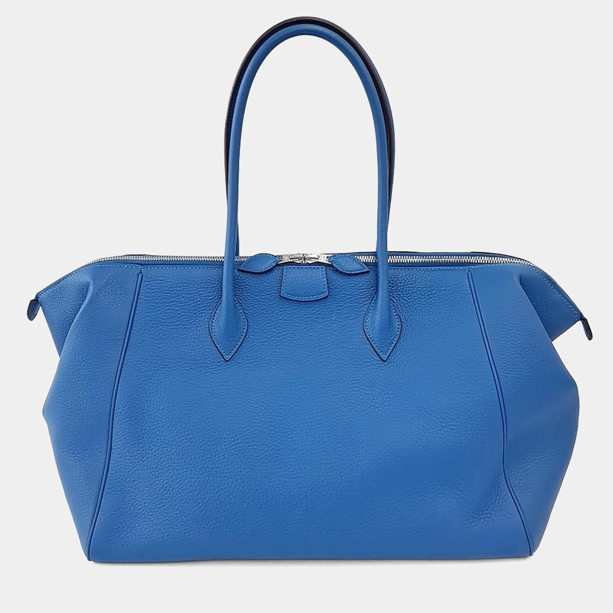 Pre Owned Hermes Blue Leather Paris Bombay 37