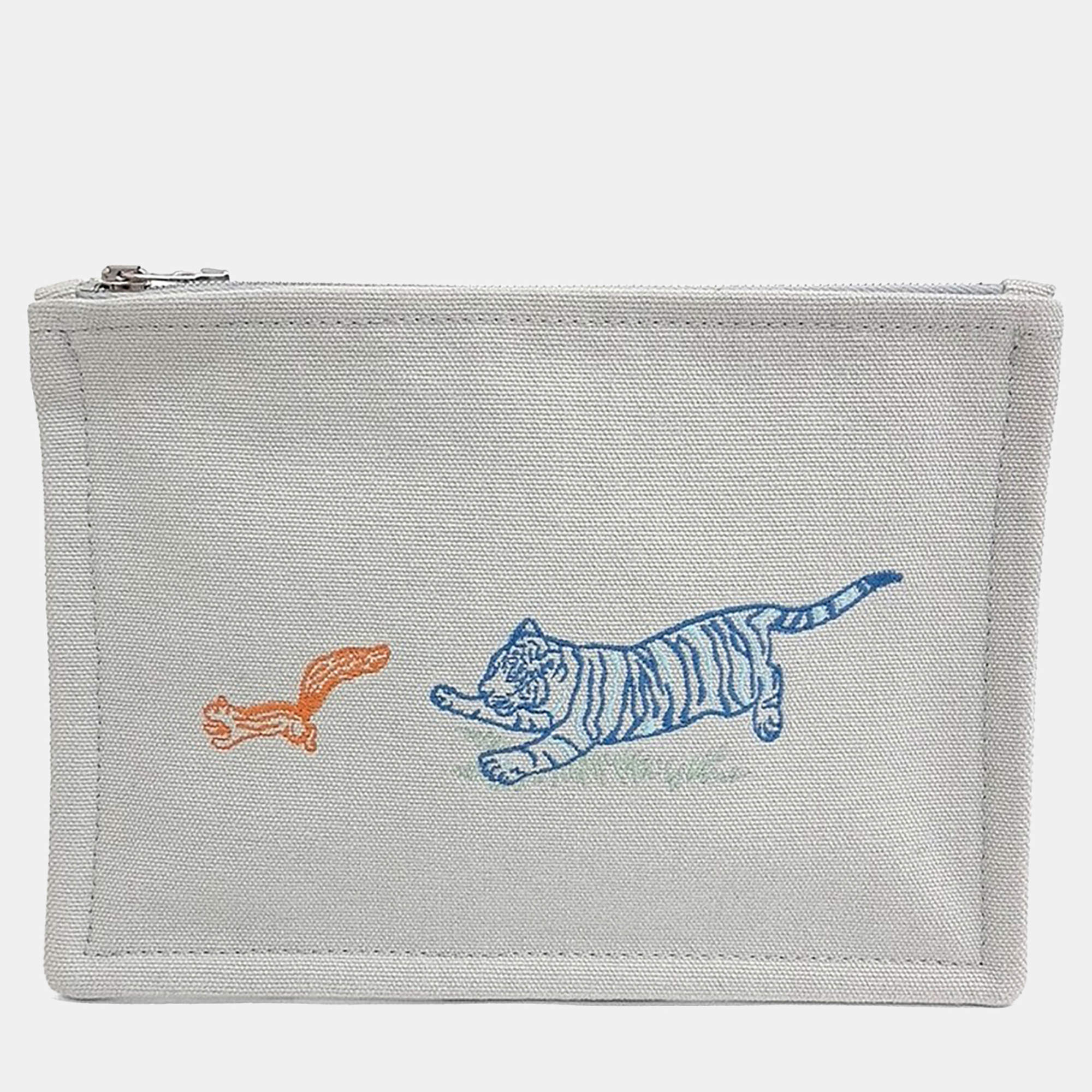 Pre Owned Hermes White Fabric Pouch