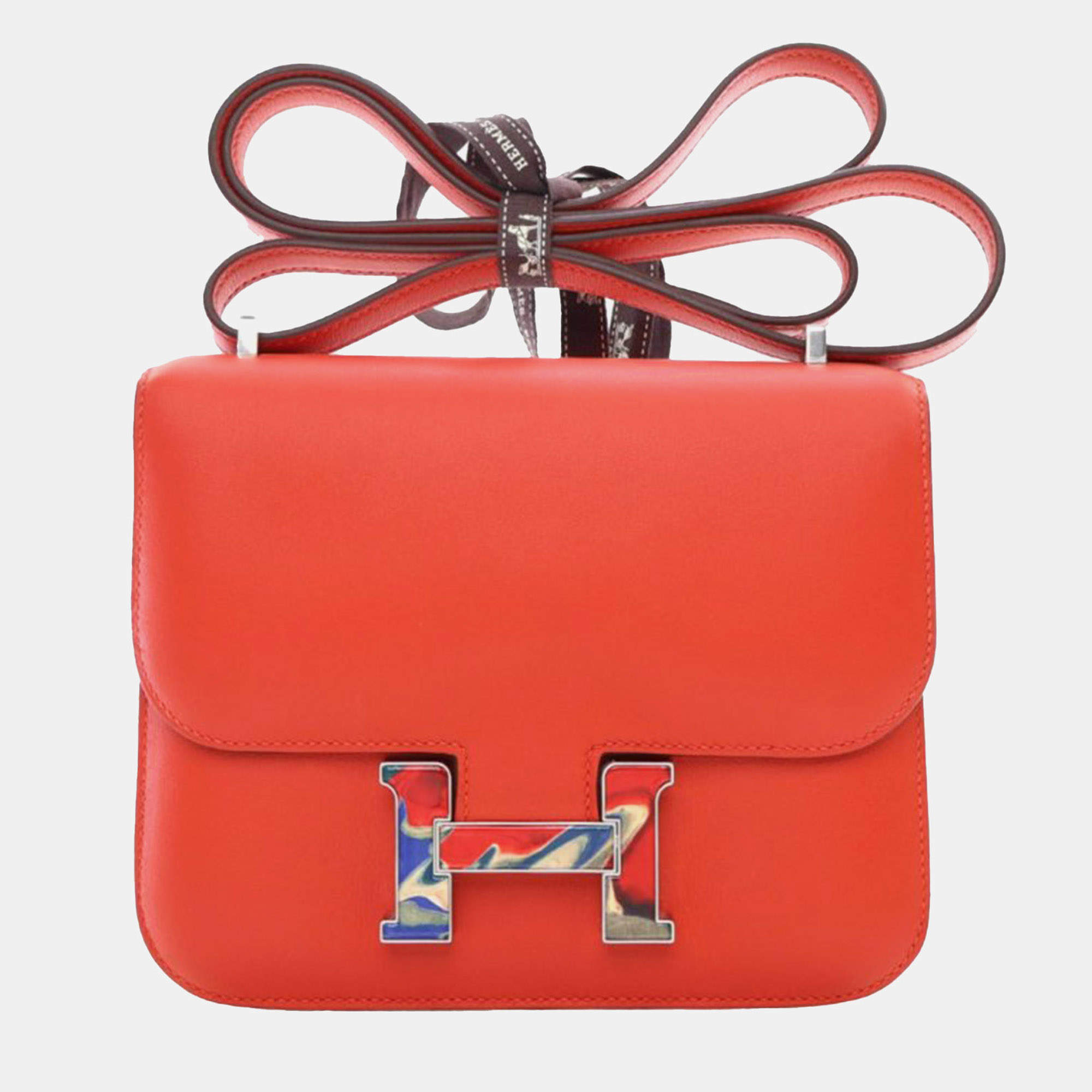 Pre Owned Hermes Orange Mini Swift Marble Constance 18