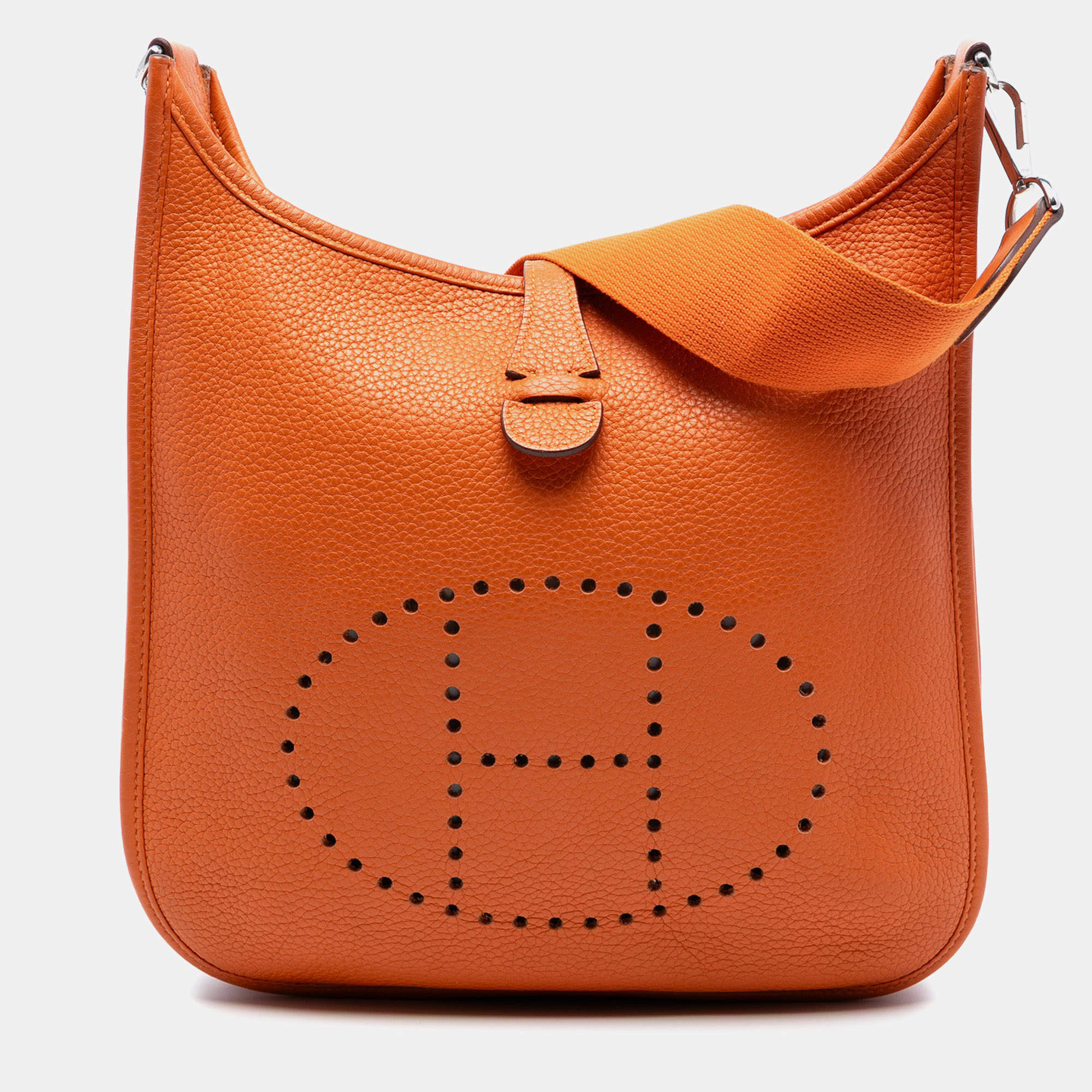 Pre Owned Hermes Orange Clemence Evelyne III 29