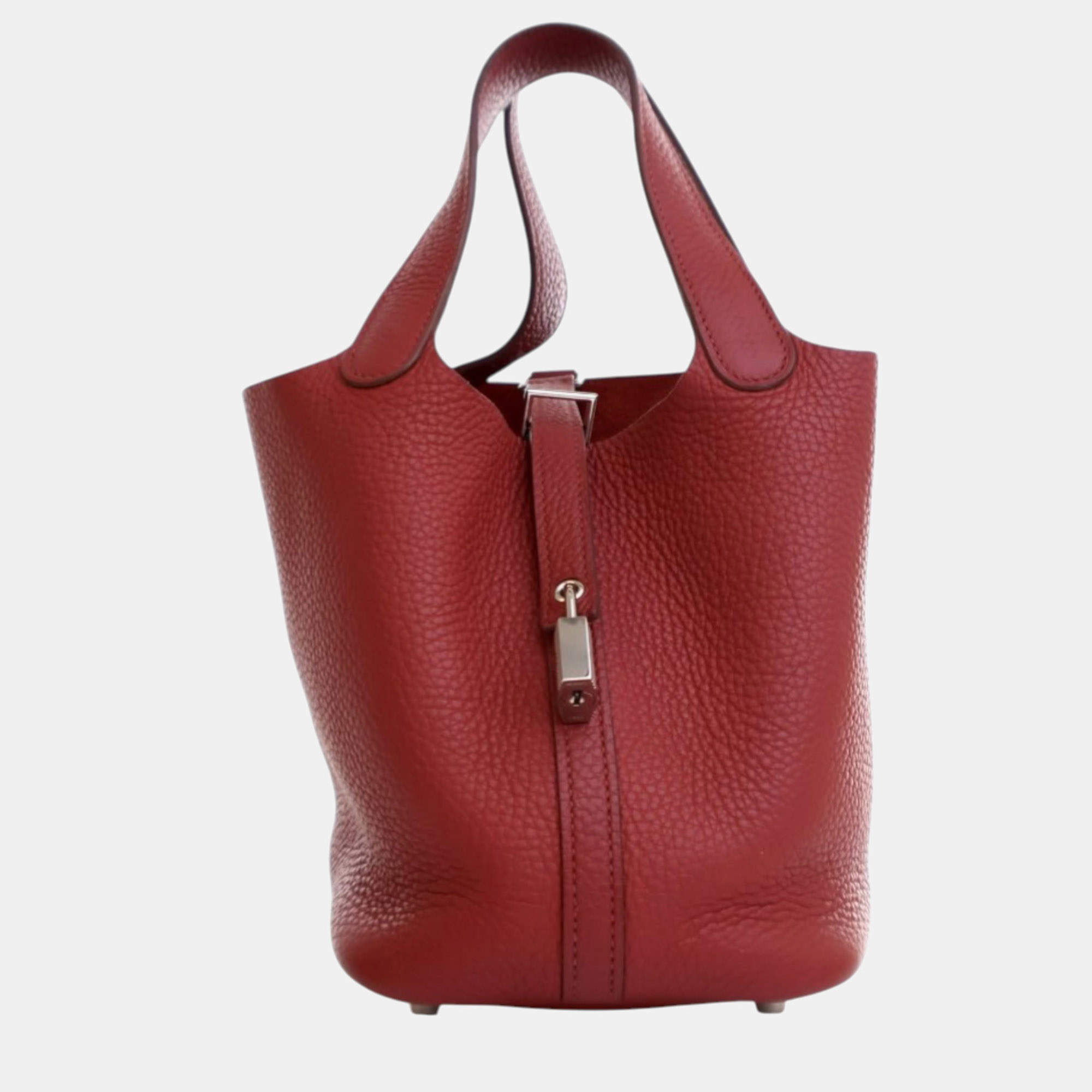 Pre Owned Hermes Red Clemence Picotin Lock 18