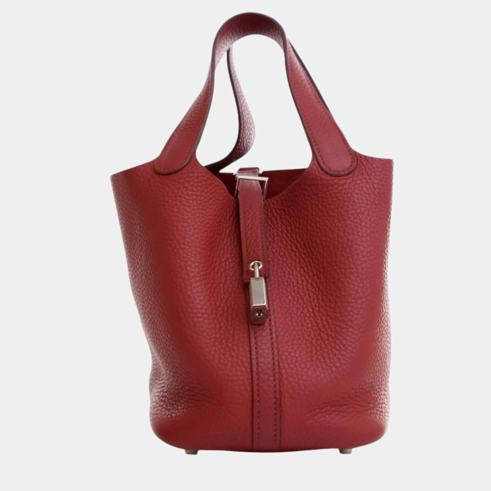 Pre Owned Hermes Red Clemence Picotin Lock 18