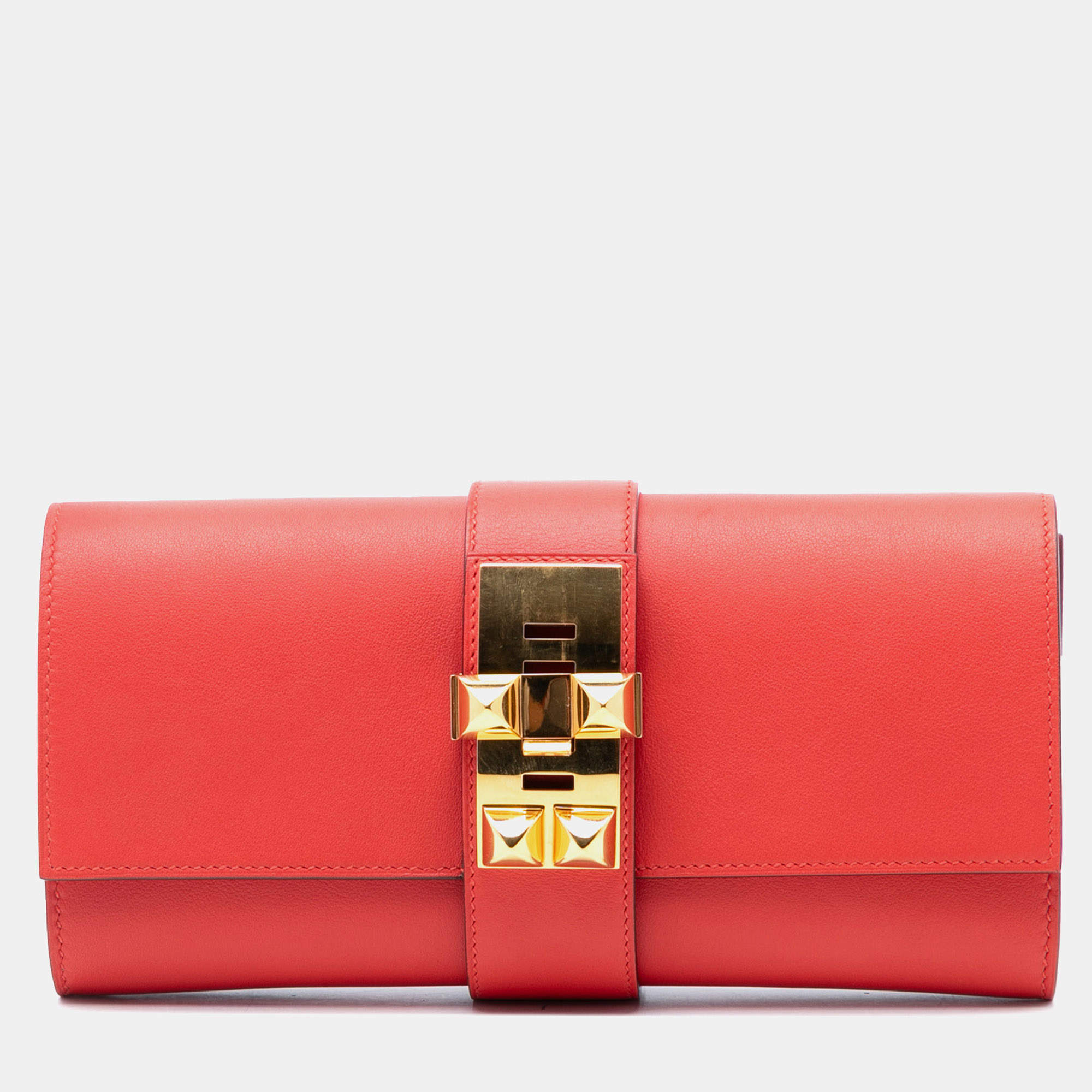 مملوكة مسبقًا Hermes Red Tadelakt Medor Clutch 23