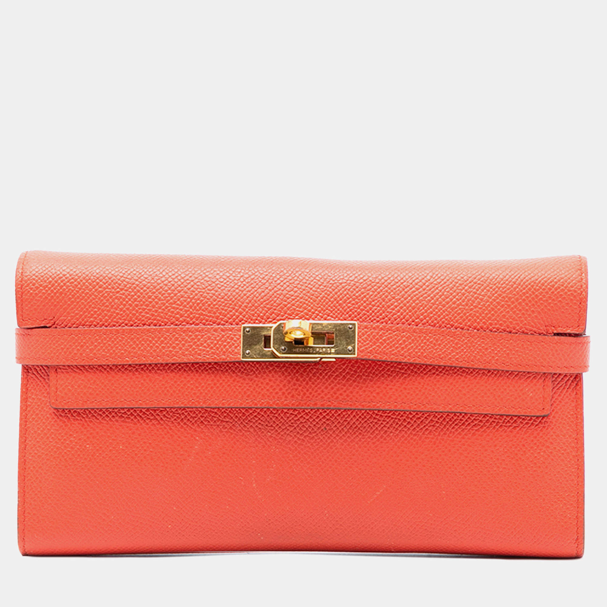 مملوكة مسبقًا Hermes Orange Epsom Kelly Longue Wallet