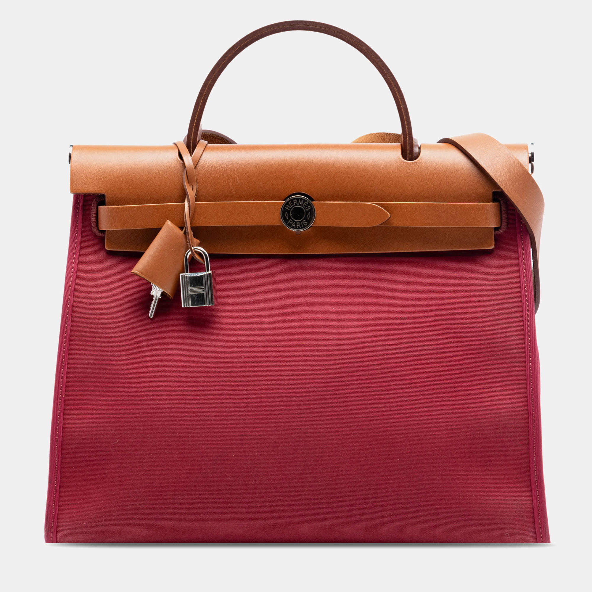 مملوكة مسبقًا Hermes Brown Pink Toile Herbag Zip 31