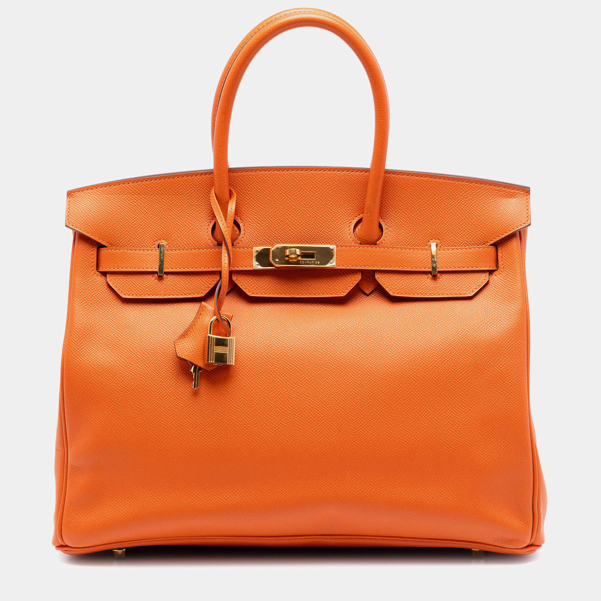 مملوكة مسبقًا Hermes Orange Epsom Birkin Retourne 35