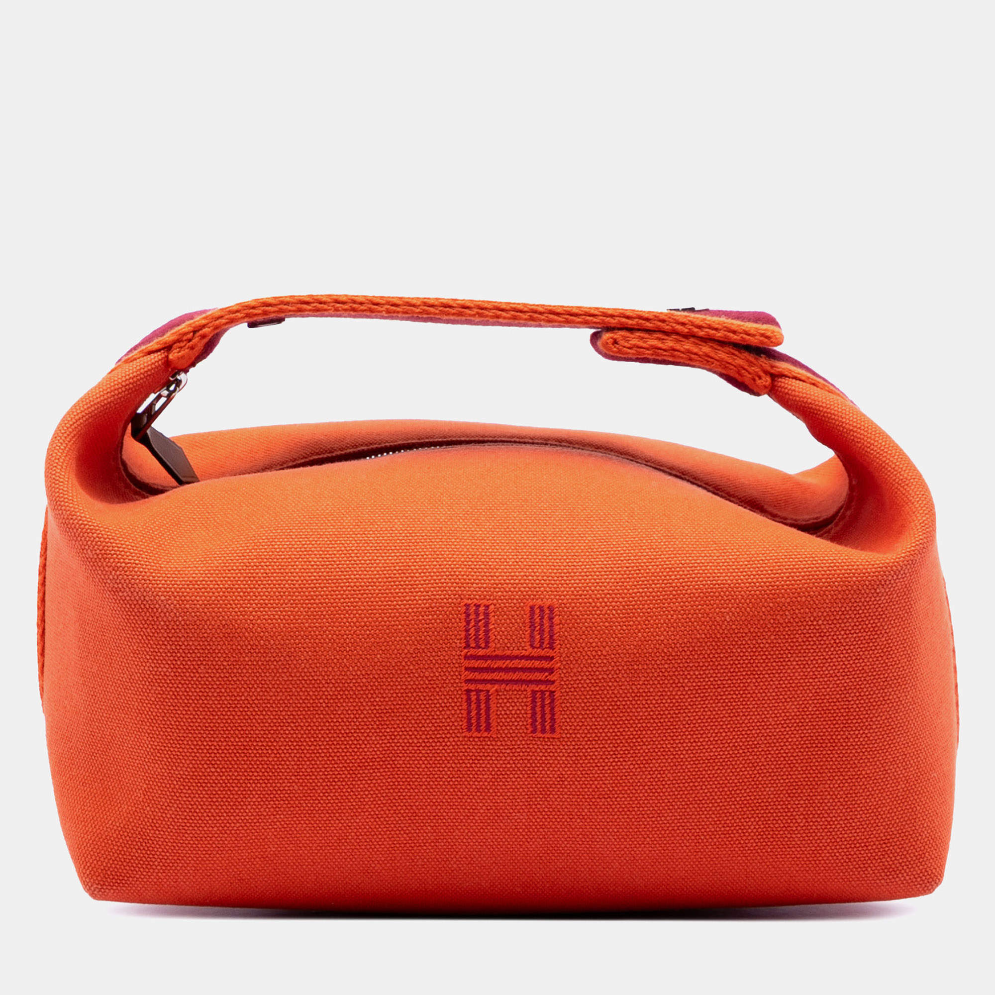 مملوكة مسبقًا Hermes Orange/Red Small Toile Bride A Brac Case