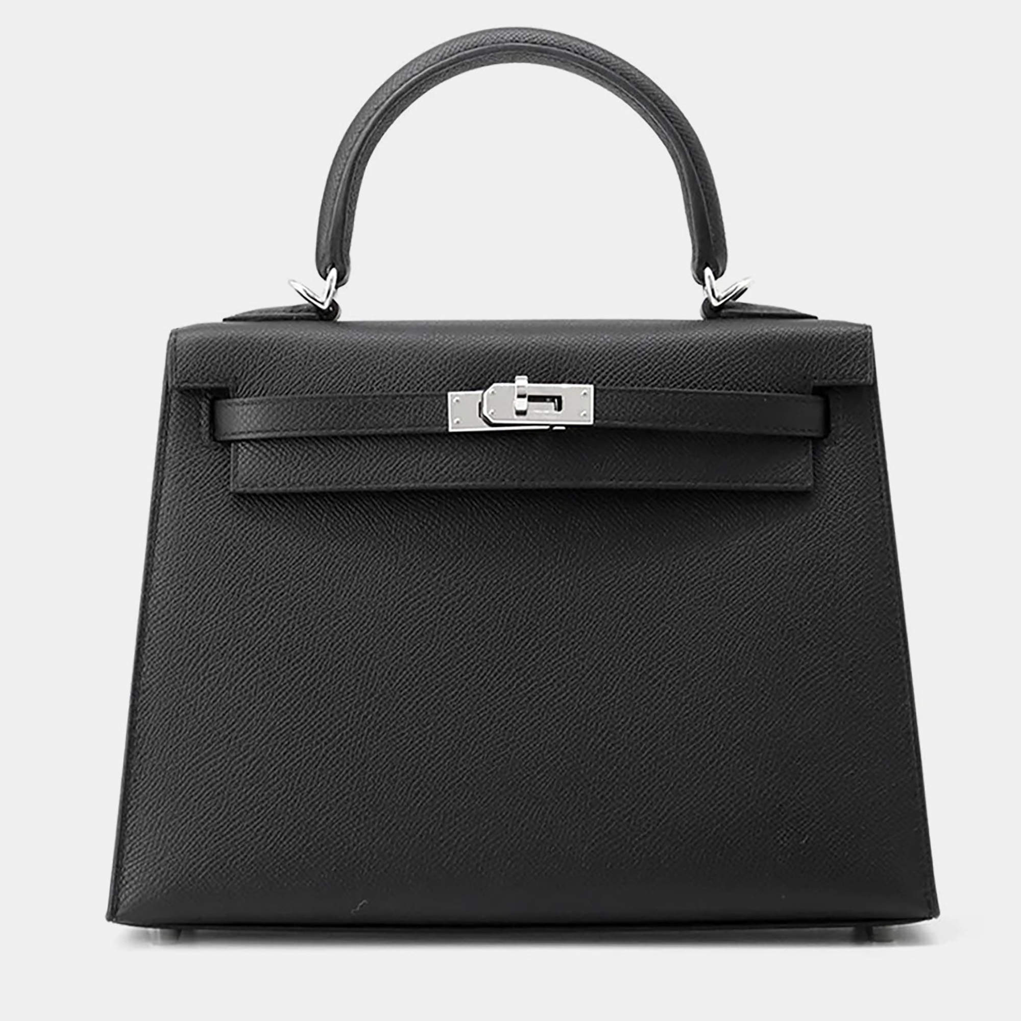 Pre Owned Hermes Kelly Sellier Black Epsom Size 25