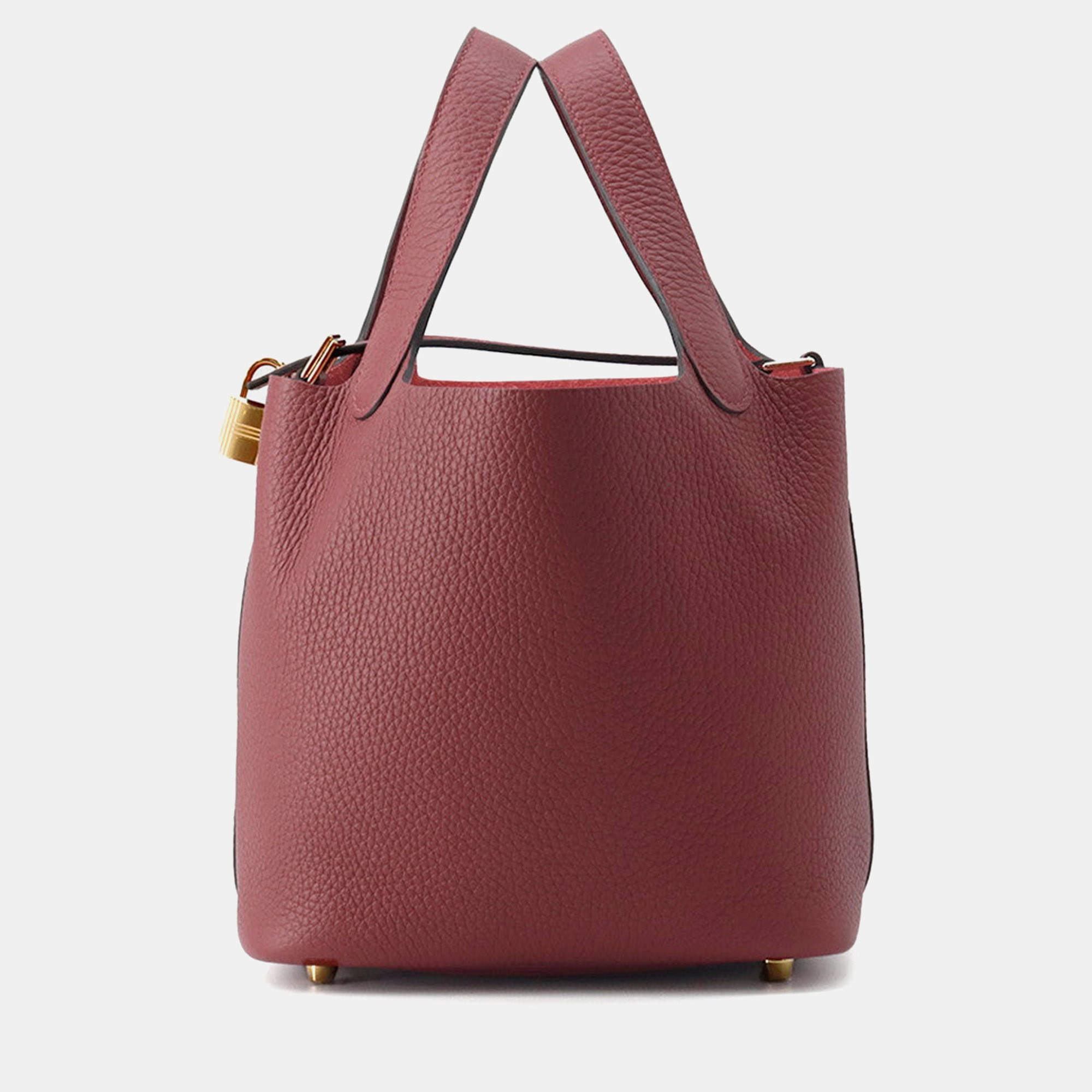 Pre Owned Hermes Picotin Lock Rouge H Taurillon Clemence Size Pm