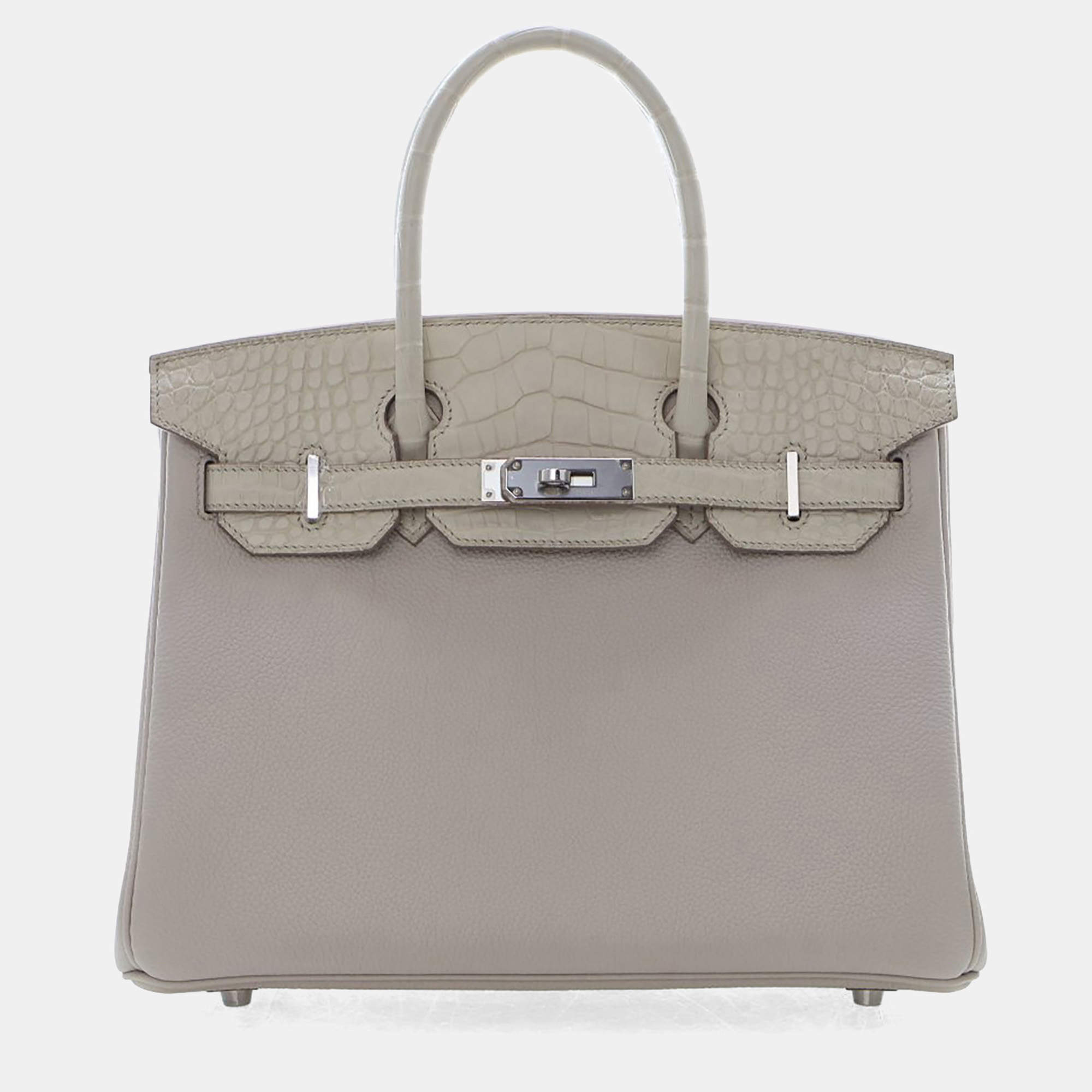 Pre Owned Hermes Beton Togo Crocodile Touch Birkin 30