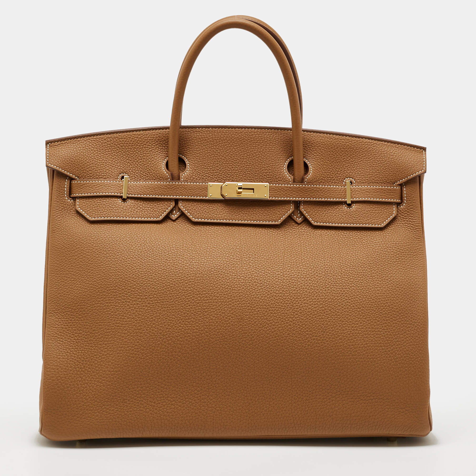 مملوكة مسبقًا Hermès Birkin 40 Gold Finish Gold Togo Leather Tote