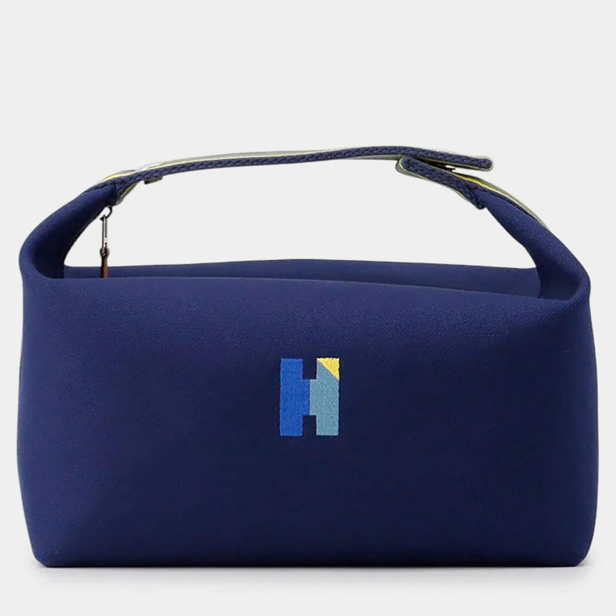 Pre Owned حقيبة هيرمس بريد بحري قماشي أسود حجم جي إم