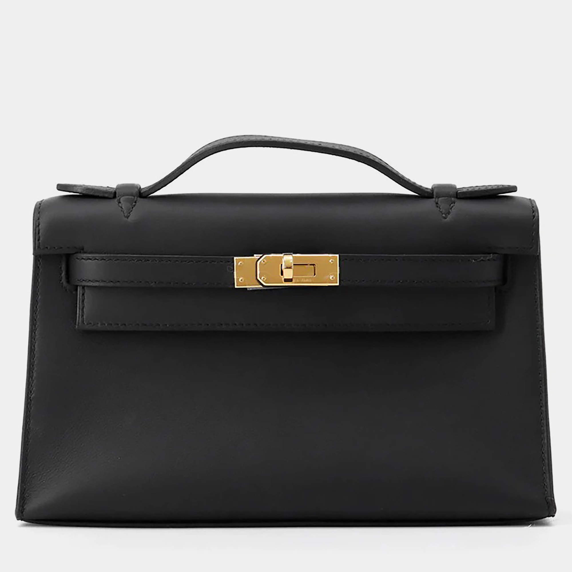 مملوكة مسبقًا Hermes Pochettekelly Black Swift Leather