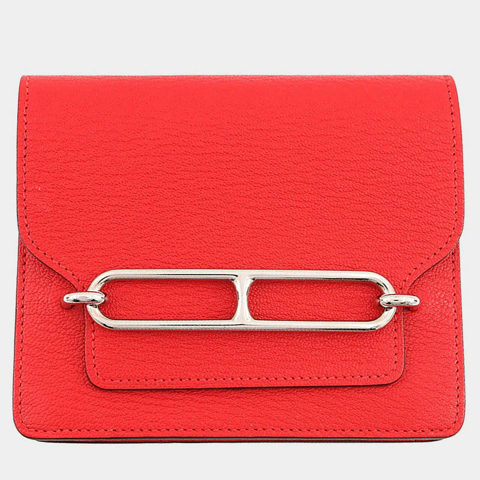 مملوكة مسبقًا Hermes Roulis Roulis Slim Rouge Coeur Chevre Myzore Goatskin