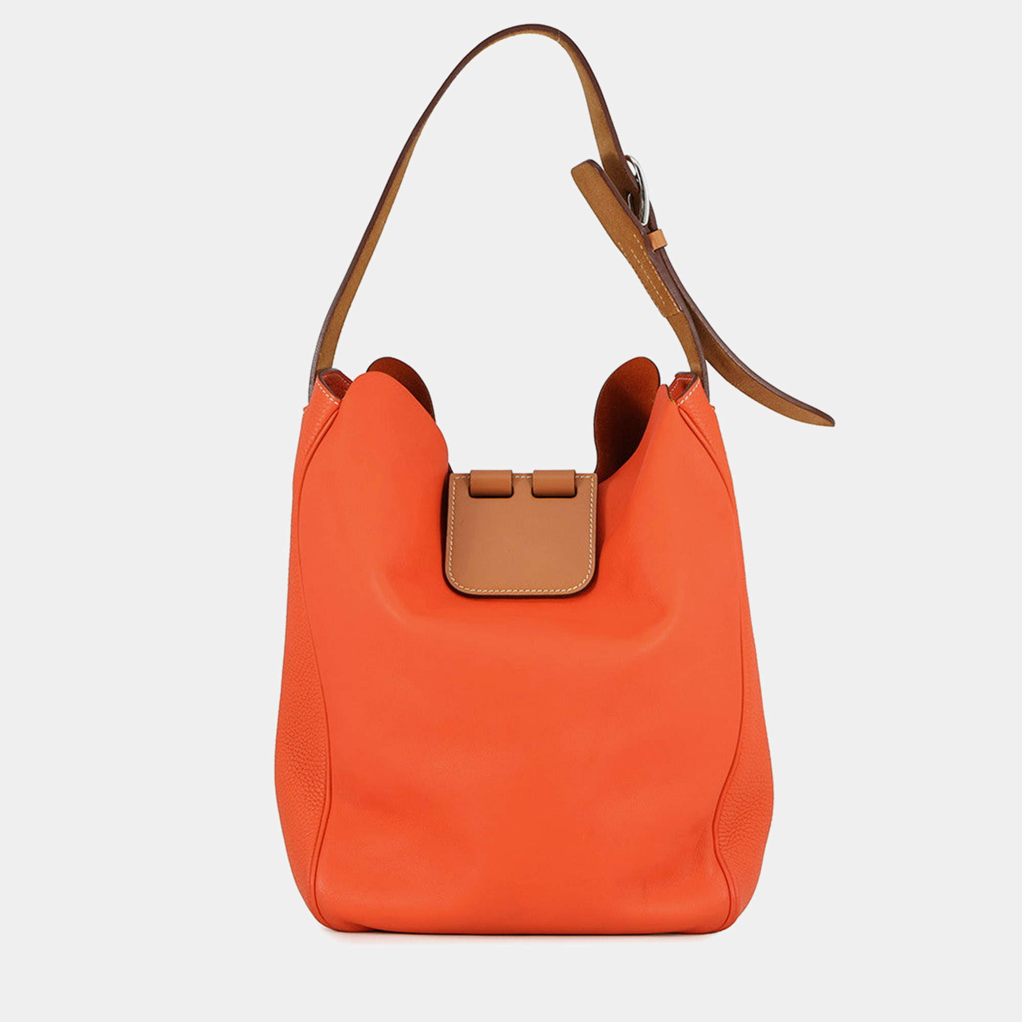 Pre Owned Hermes Wilvort Shoulder Bag Feu/Gold Swift Leather Taurillon Clemence Size 24