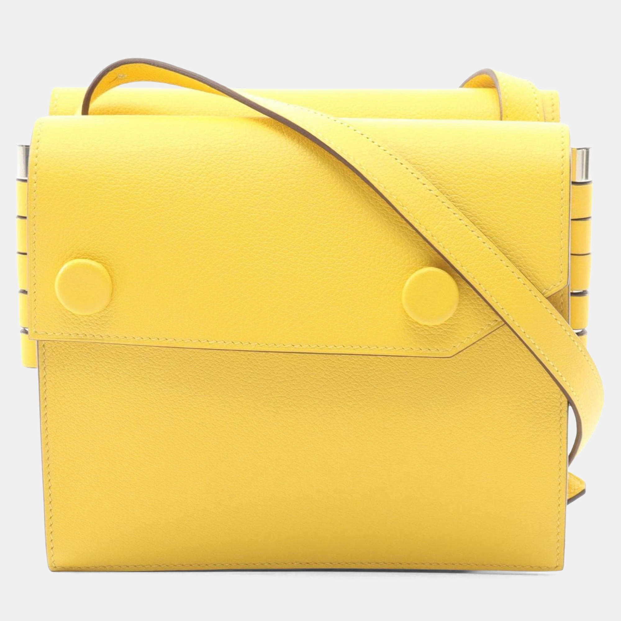 Pre Owned حقيبة هيرميس توينز جلد إيفر كلور صفراء على الكتف