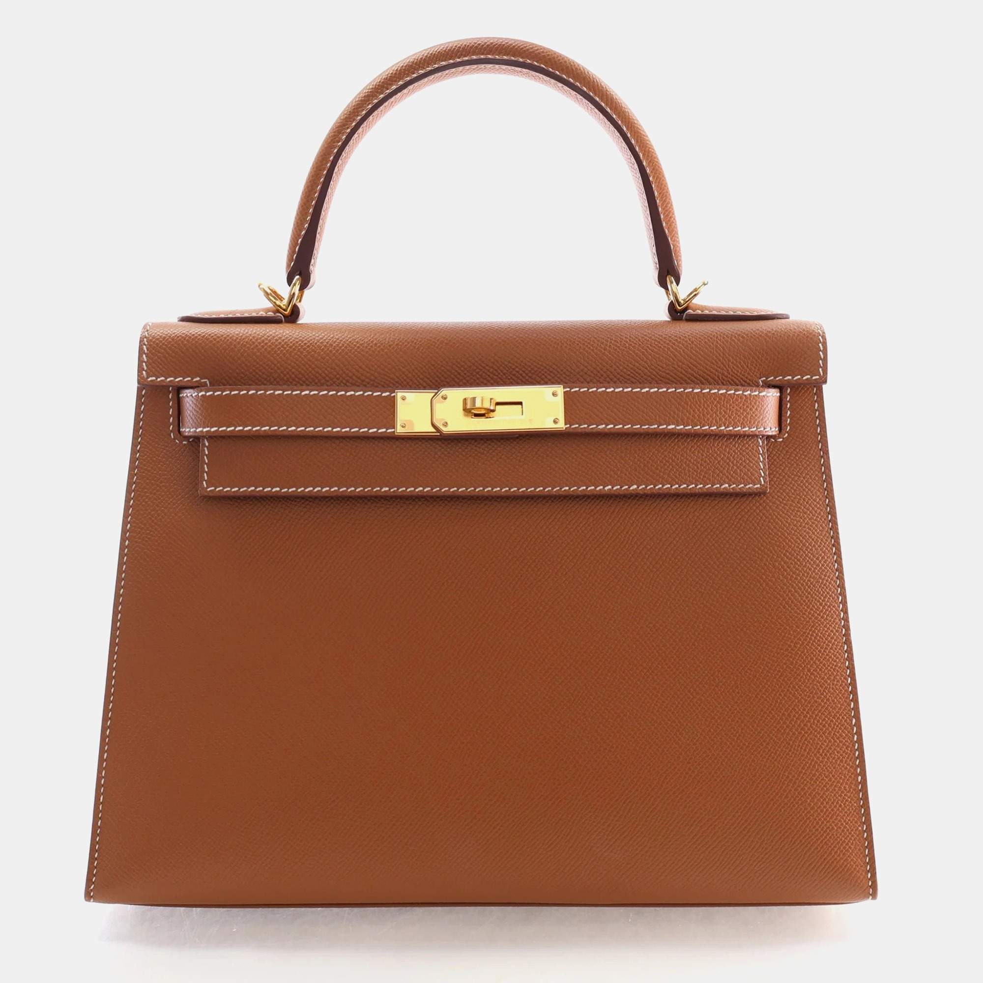 Pre Owned Hermes Kelly Sellier 28 Gold Epsom Leather Top Handle Bag