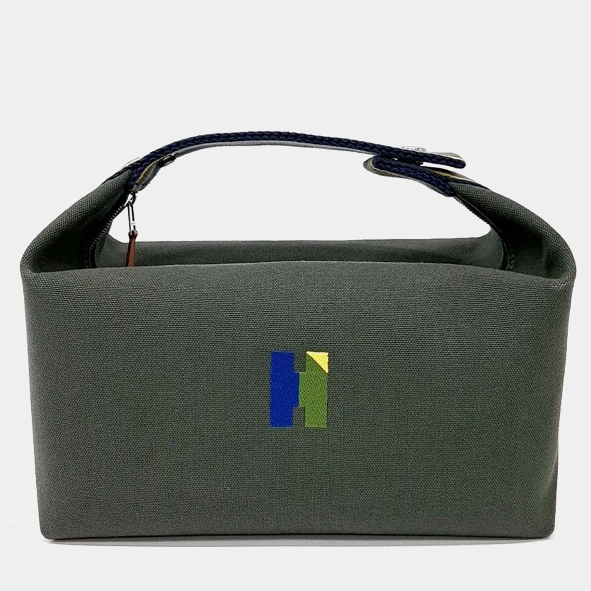Pre Owned Hermes Bride-A-Brac Green/Multicolor Cotton case GM