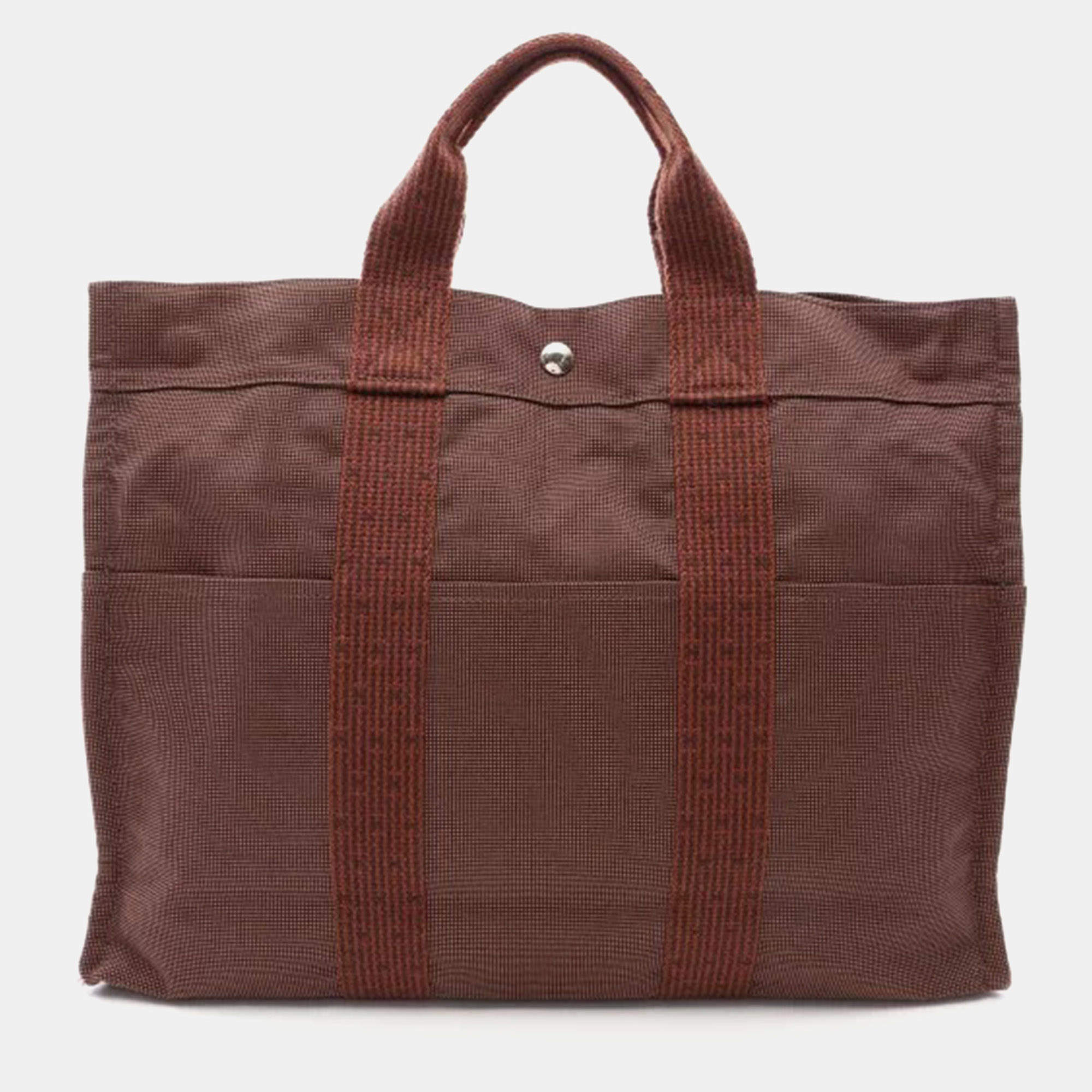 Pre Owned Hermes Herline Canvas MM Tote Bag