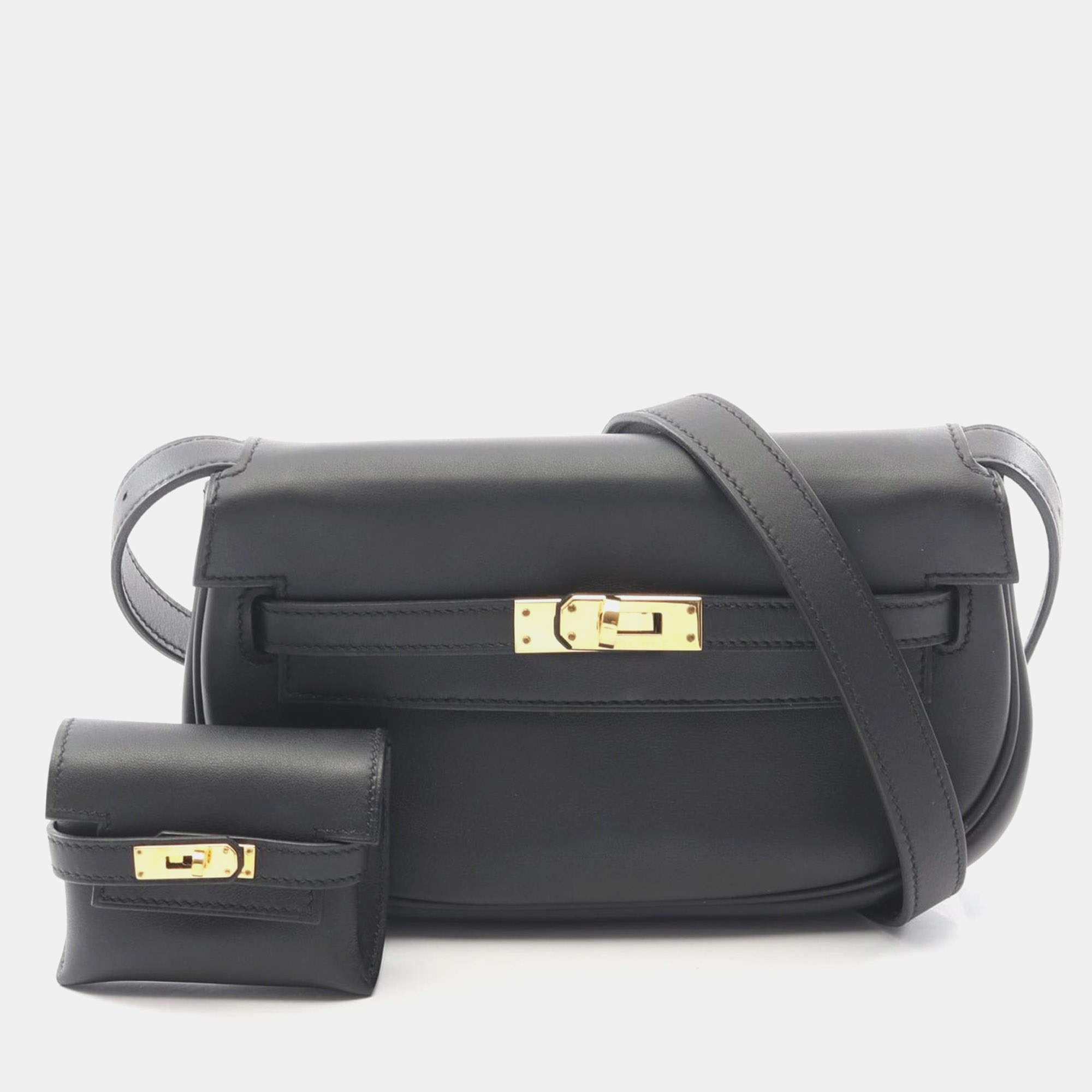 مملوكة مسبقًا Hermes  Black Leather Kelly Moove Shoulder Bag