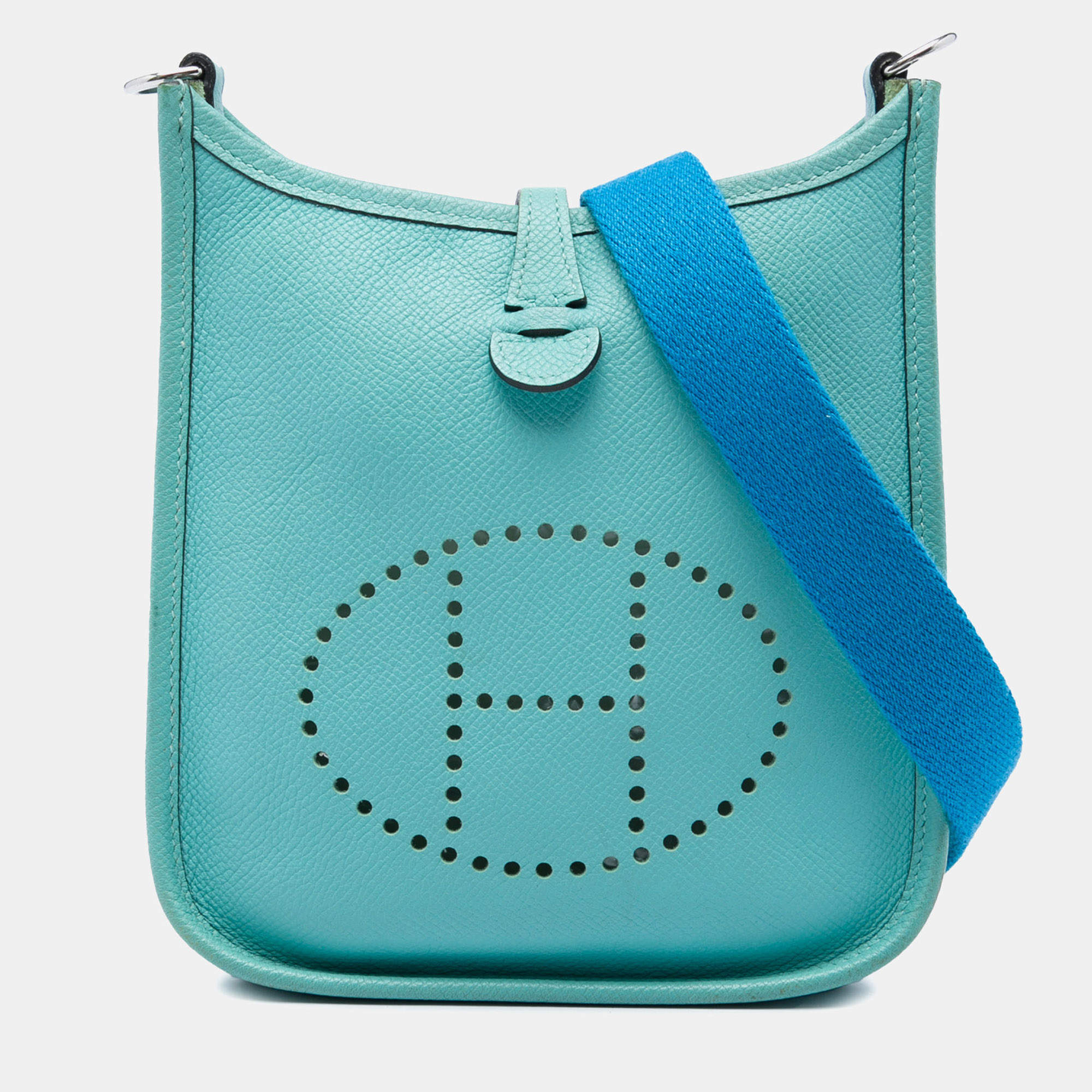 Pre Owned Hermes Blue Evelyne 16 Atoll Epsom Leather Crossbody Bag