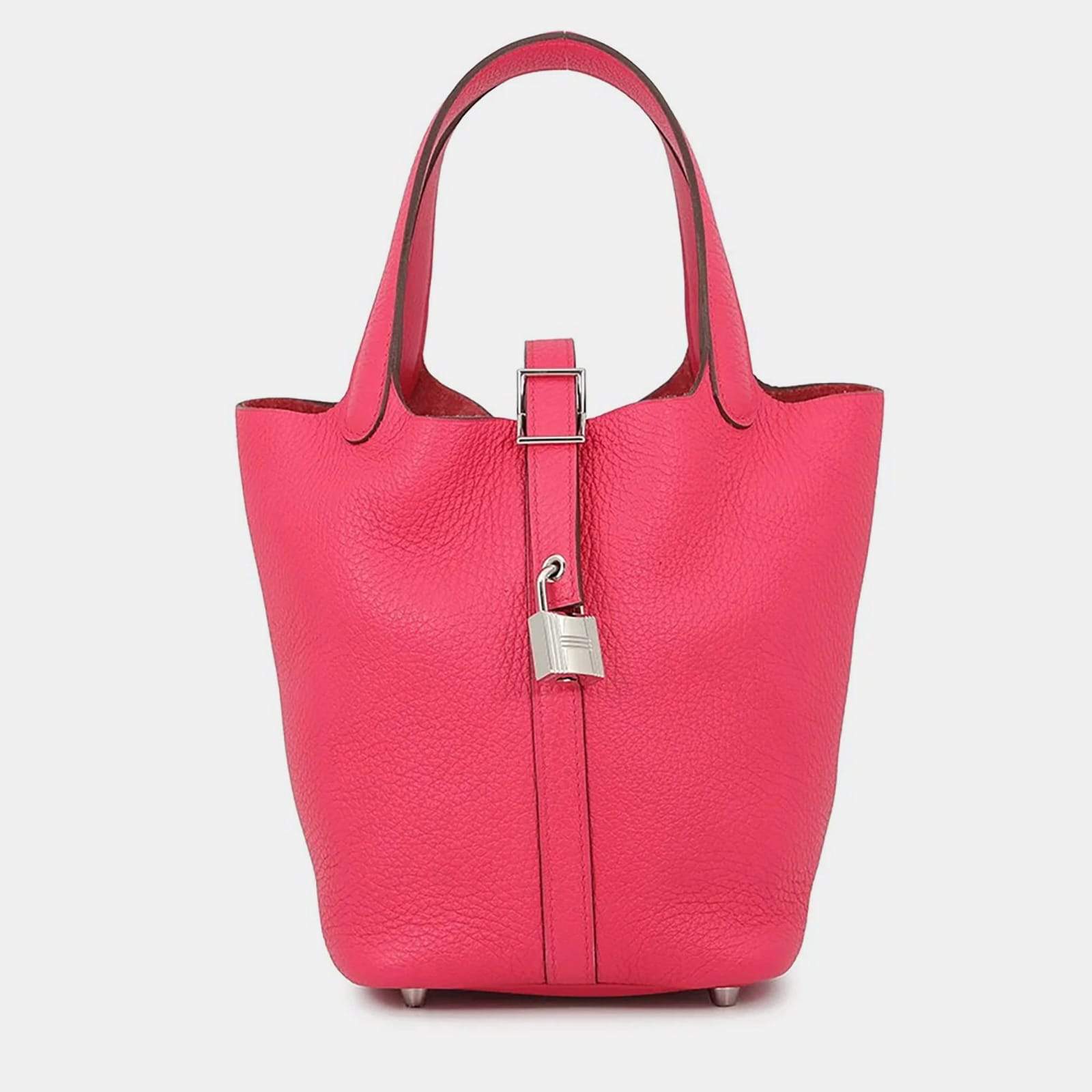 Pre Owned Hermes Picotin Lock Rose Extreme Taurillon Clemence Size PM
