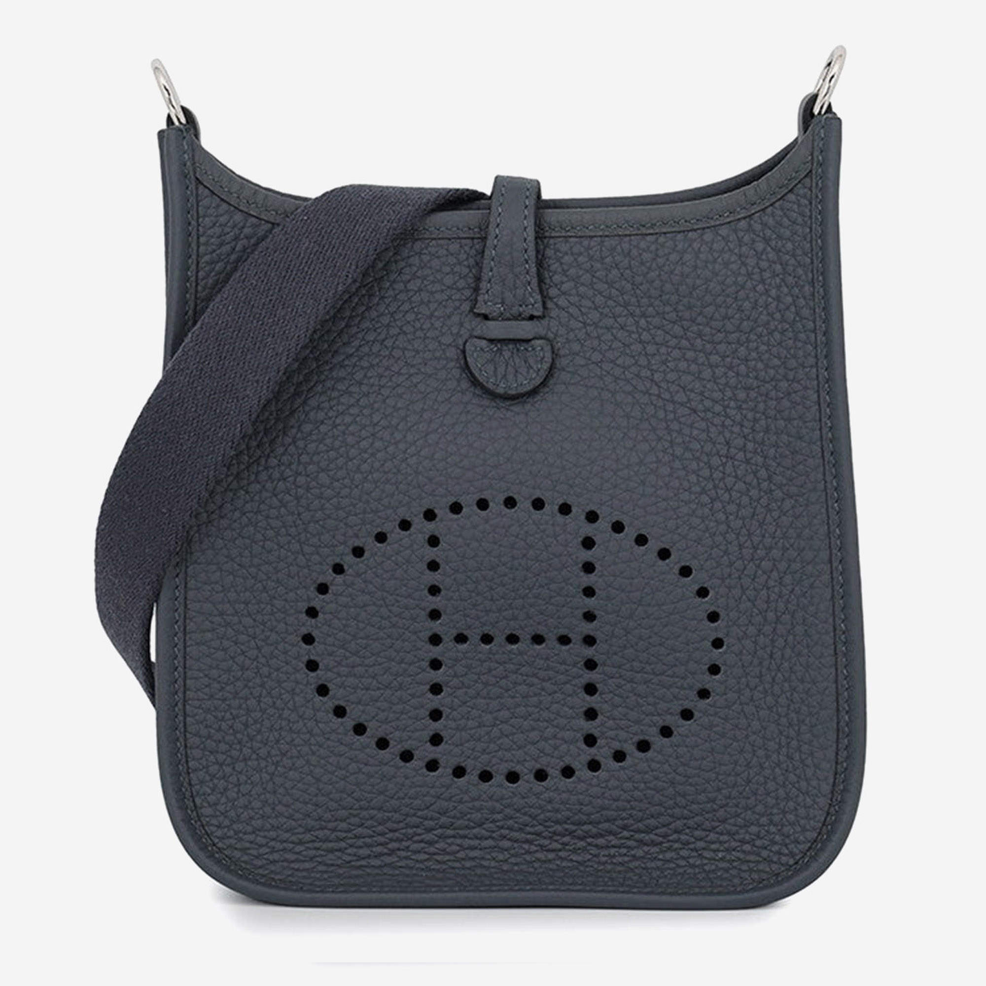 مملوكة مسبقًا Hermes Evelyne TPM Gris Misty Taurillon Clemence Leather Crossbody Bag