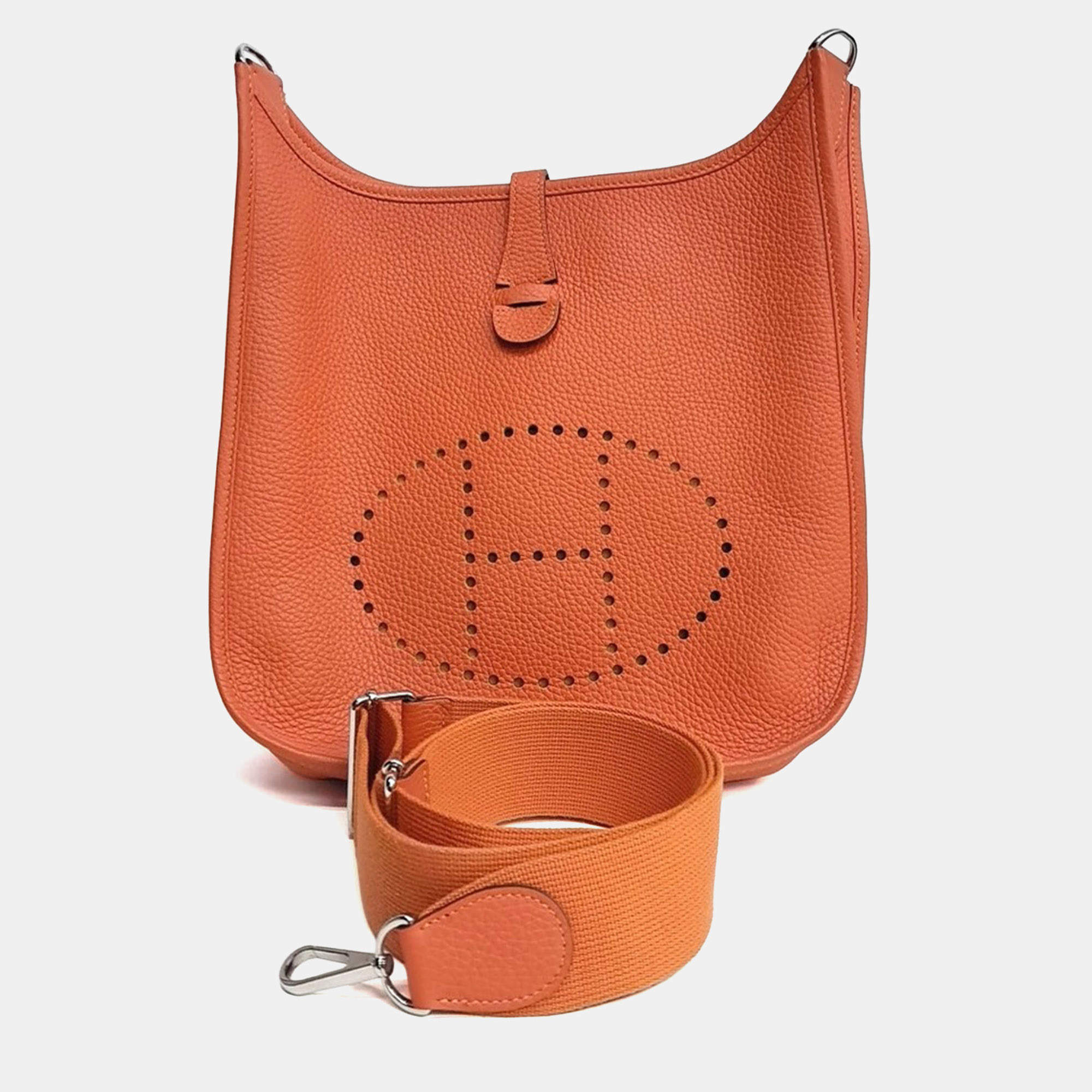 Pre Owned Hermes Orange Leather Evelyne 29 (T)