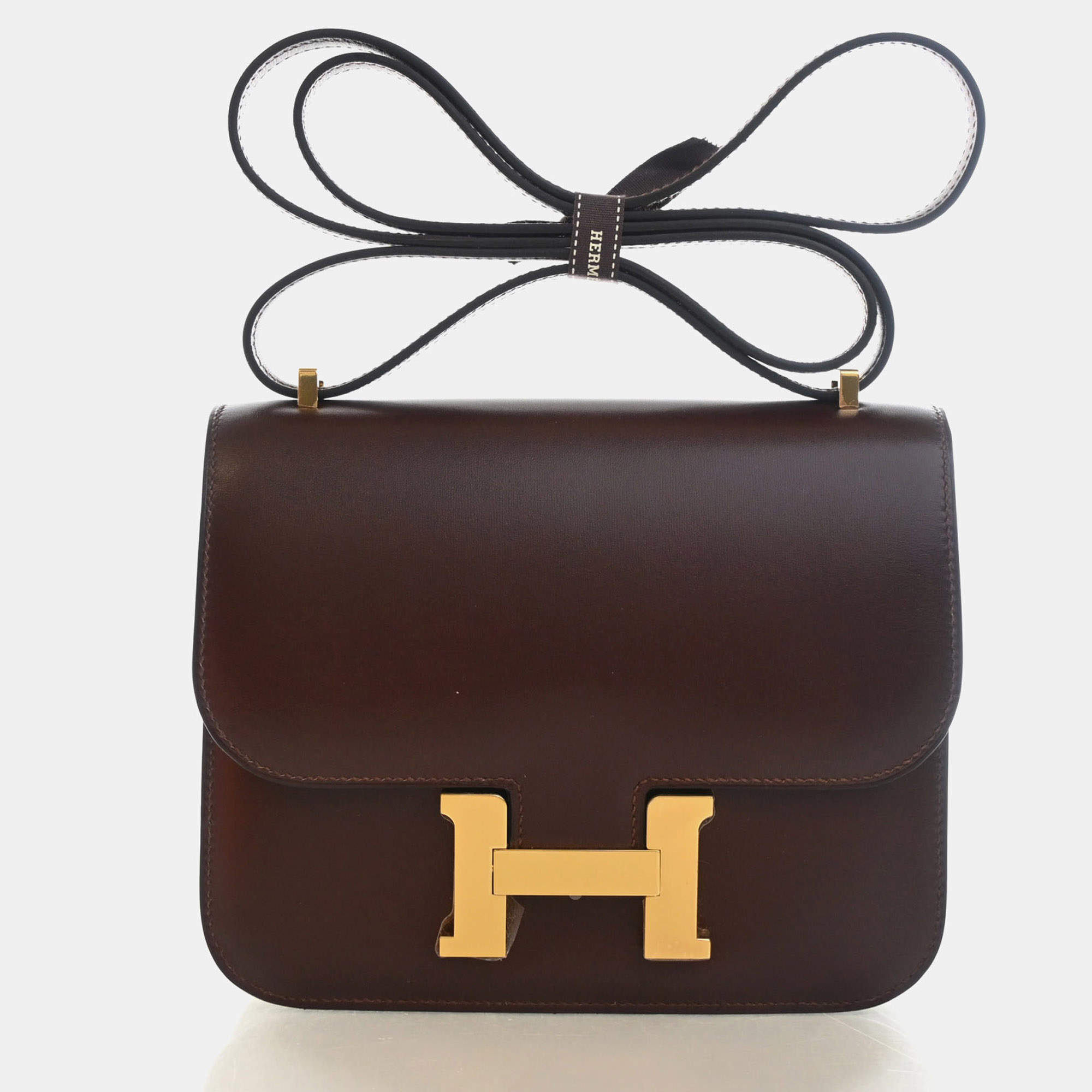 Pre Owned Hermes Constance 18 Rouge H Box Calfskin Leather Shoulder Bag