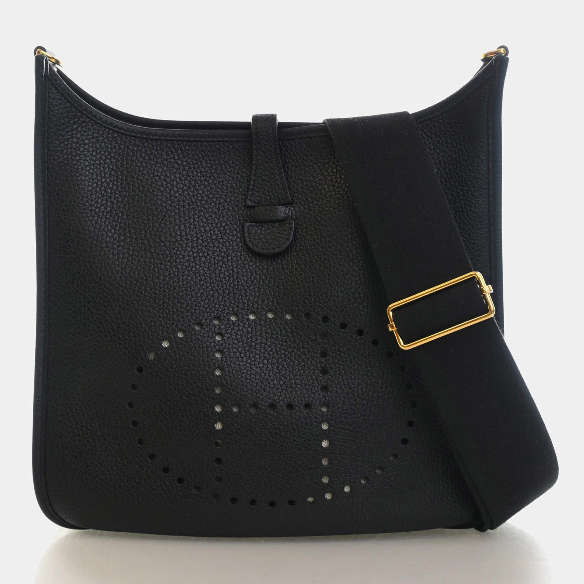 Pre Owned Hermes Evelyne 29 Noir Canvas Adjustable Shoulder Strap