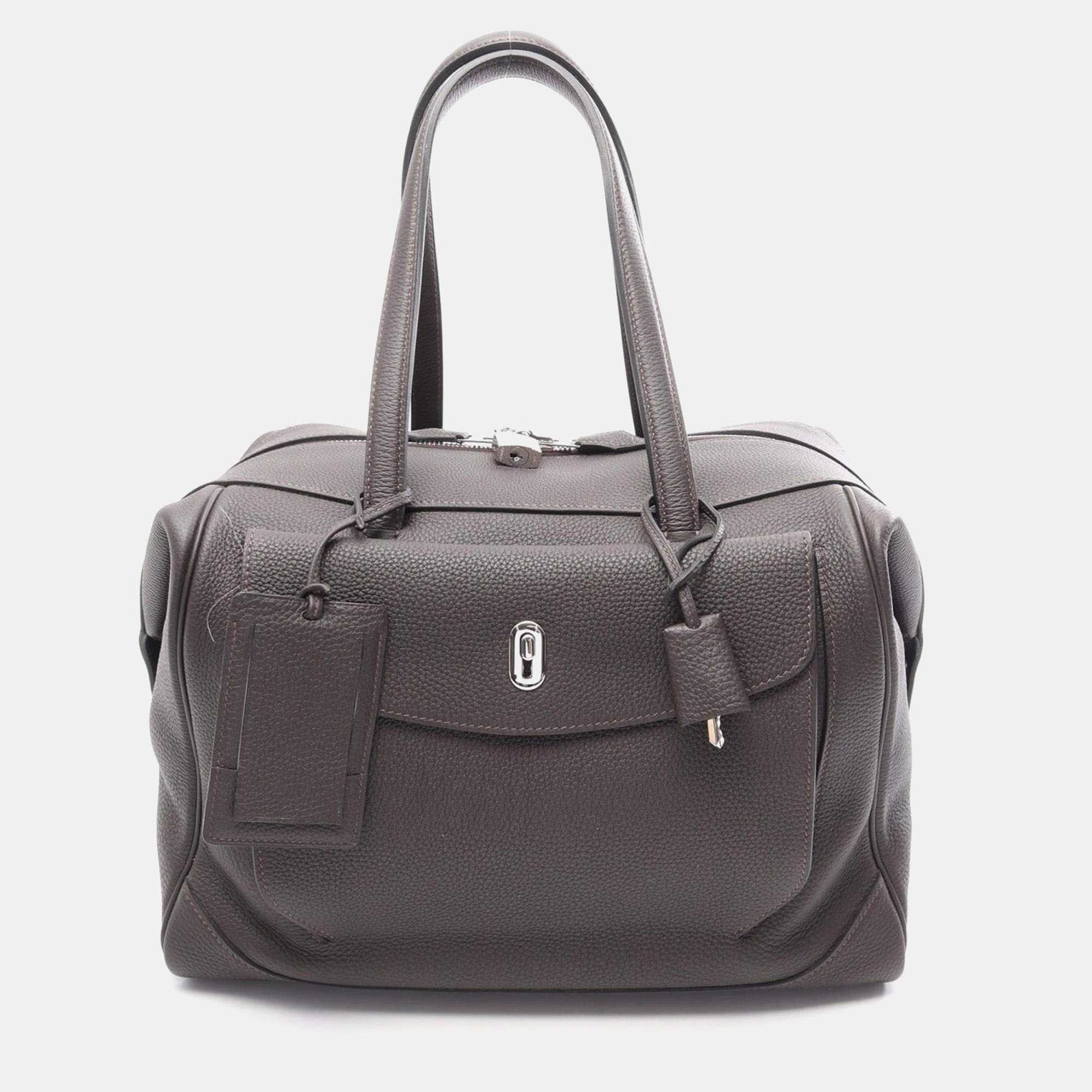 Pre Owned Hermes Wallago Cabine 35 Macassar Togo Calfskin Leather Travel Bag