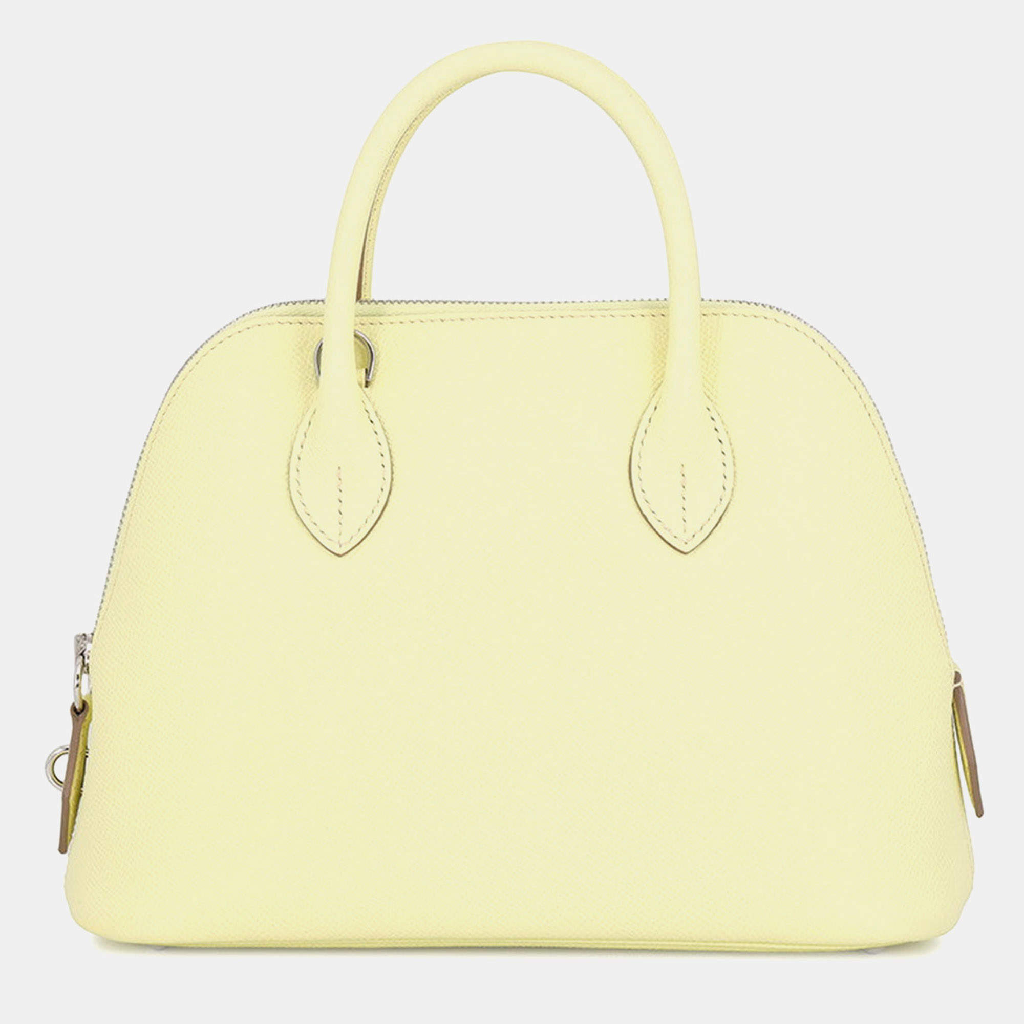Pre Owned Hermes Bolide 1923 Verso 25 Jaune Milton Craie Epsom Leather Top Handle Bag