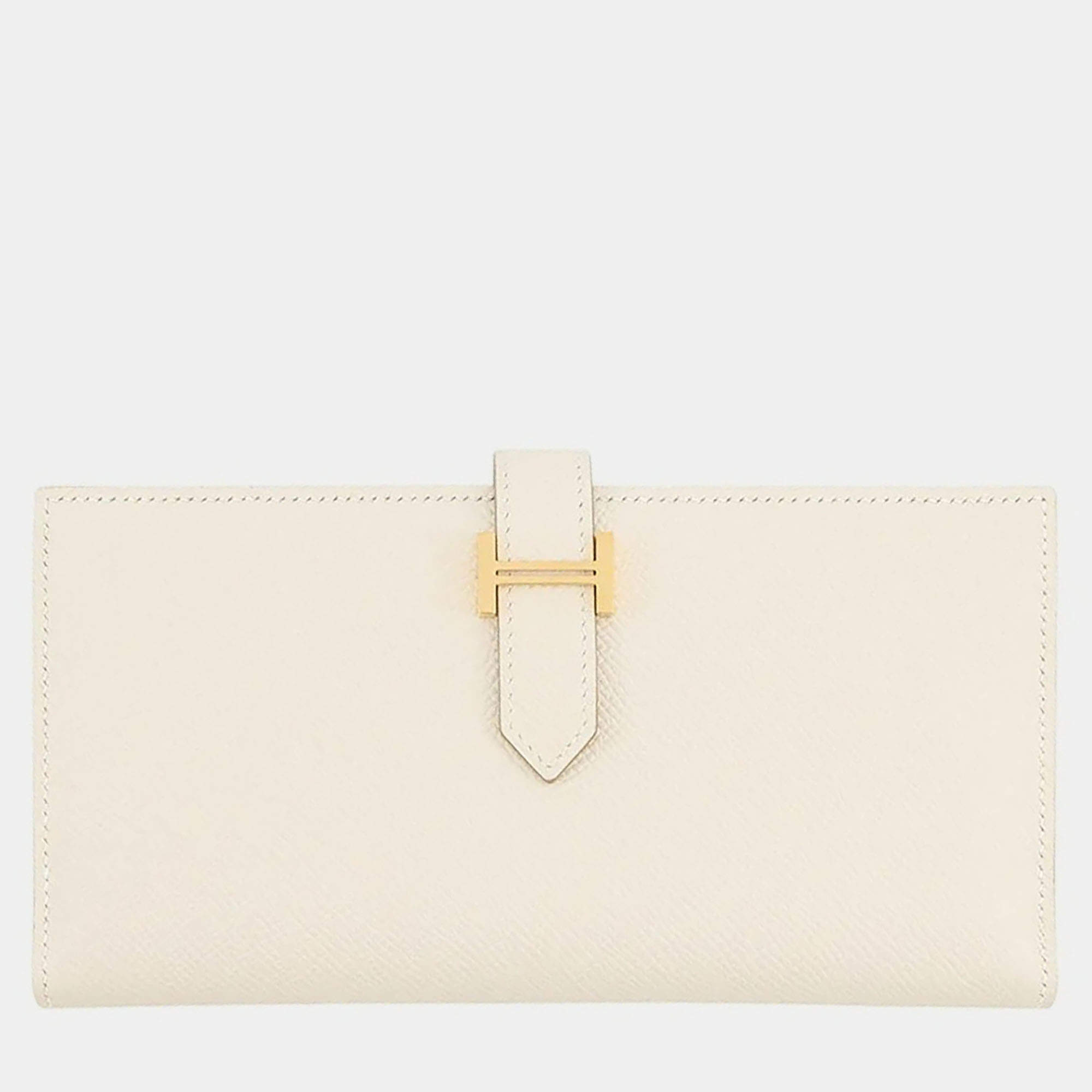 مملوكة مسبقًا Hermes Bean Soufre Craie Epsom Wallet