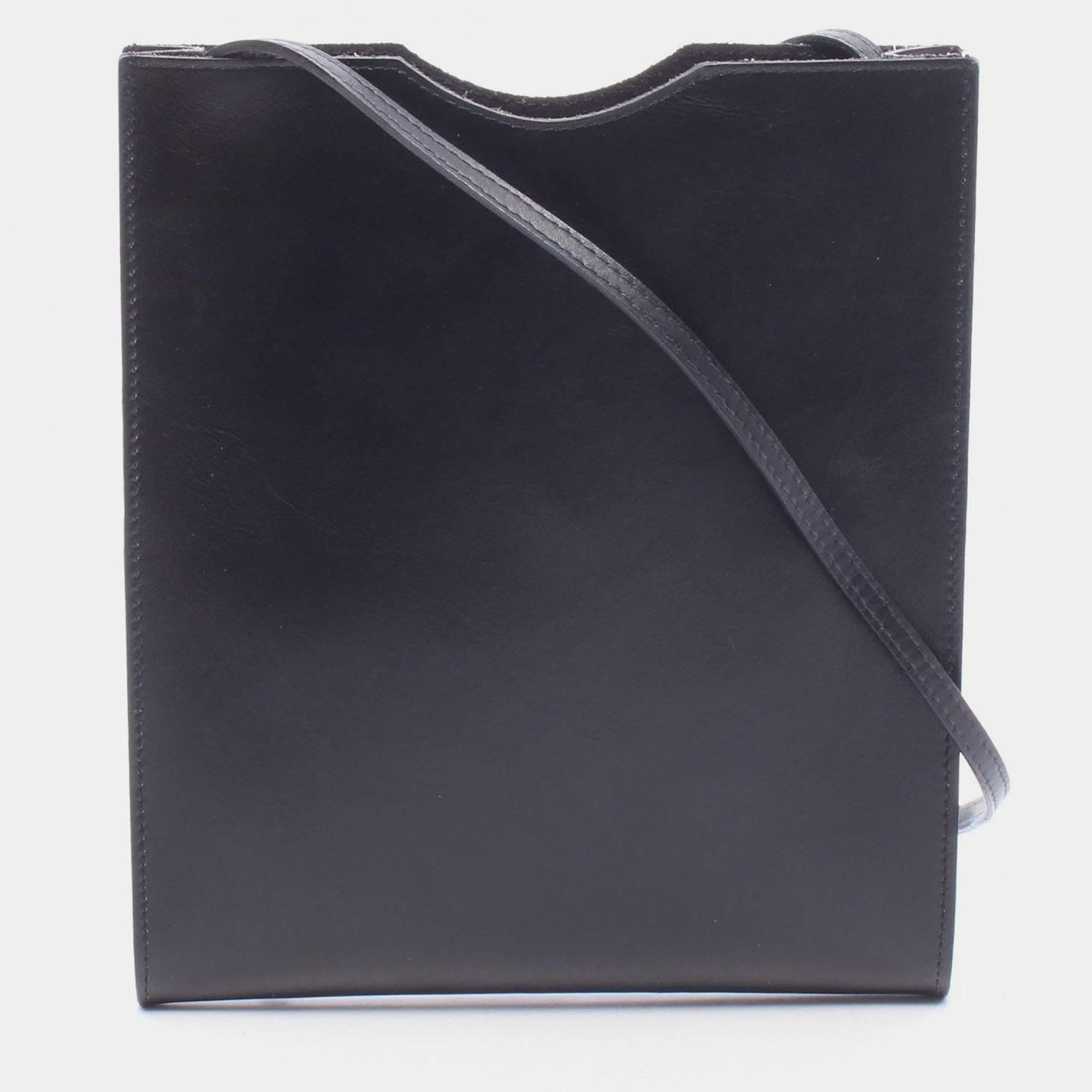 مملوكة مسبقًا Hermes Onimetu Black Box Calfskin Leather Shoulder Bag