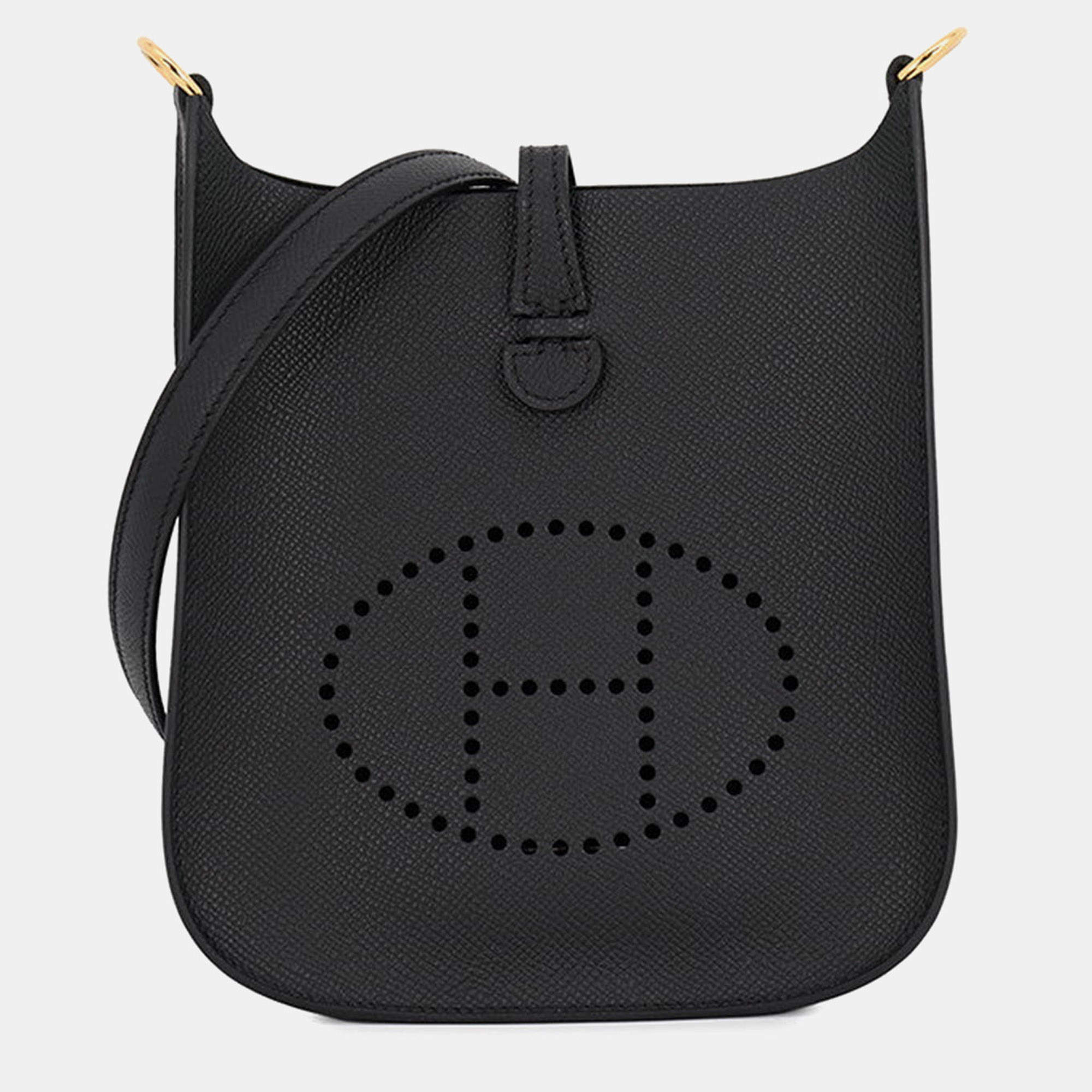 Pre Owned Hermes Evelyne Sellier TPM Black Epsom Leather Crossbody Bag