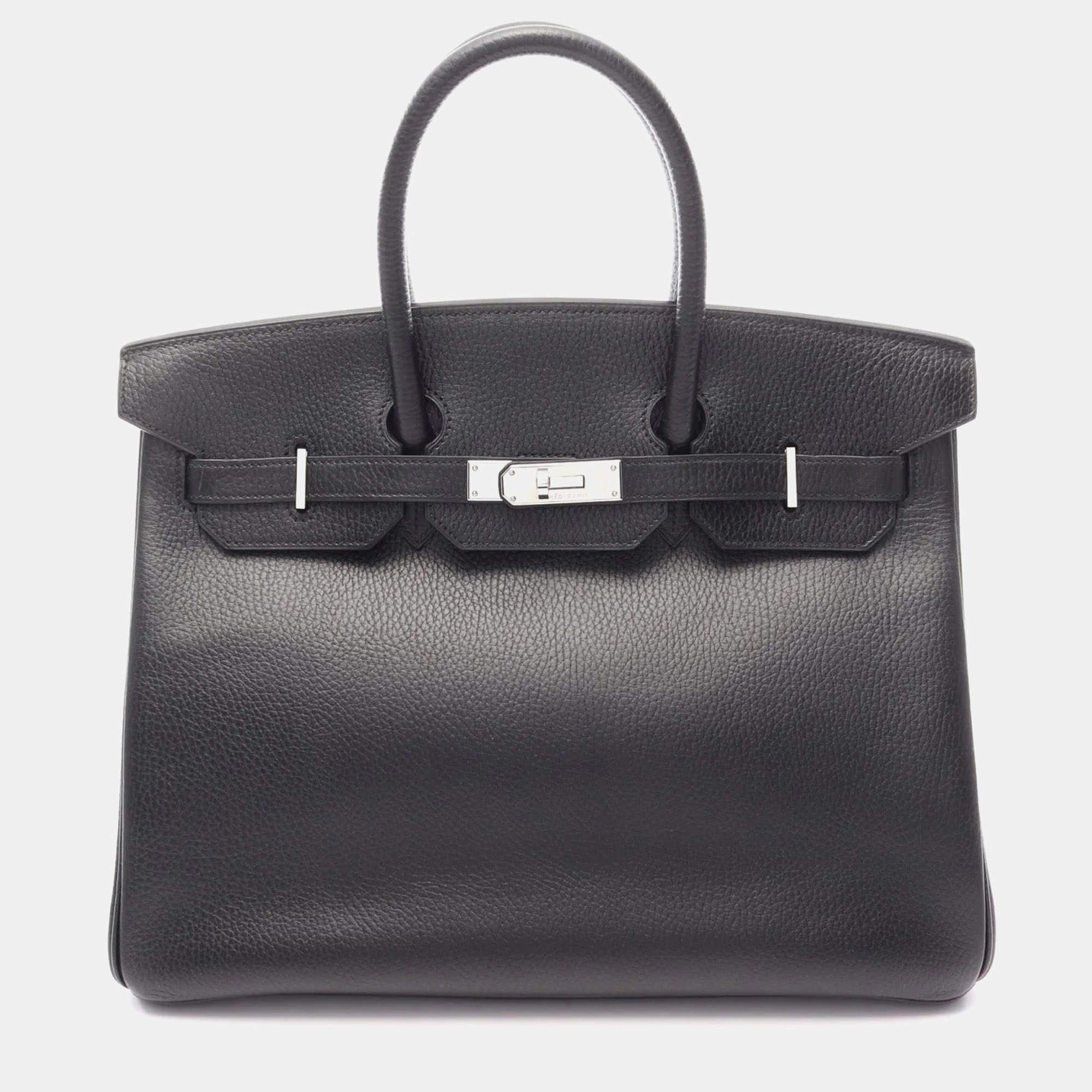 Pre Owned Hermes Birkin 35 Black Ardennes Leather Top Handle Bag