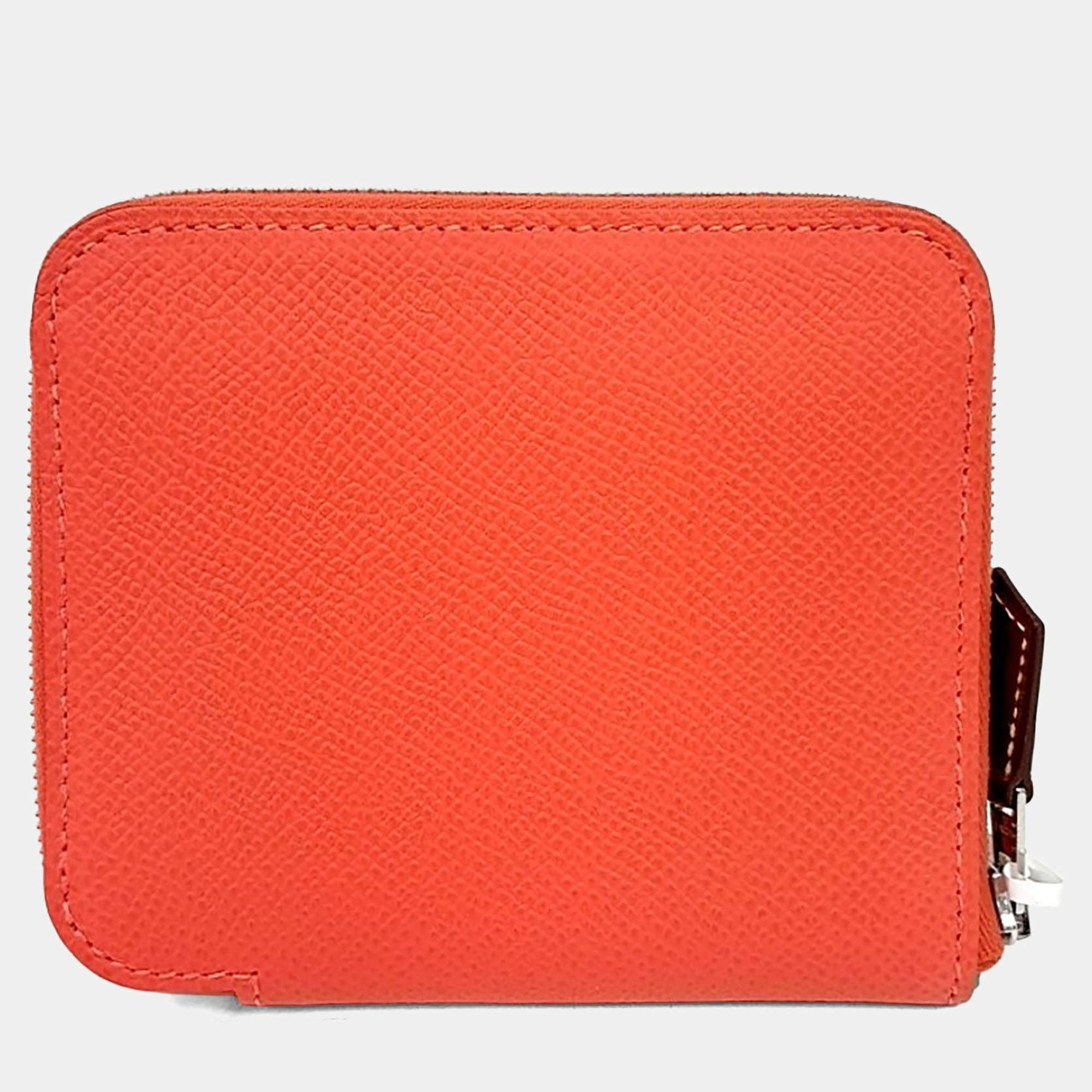 Pre Owned Hermes Orange Leather Silky Wallet (W)