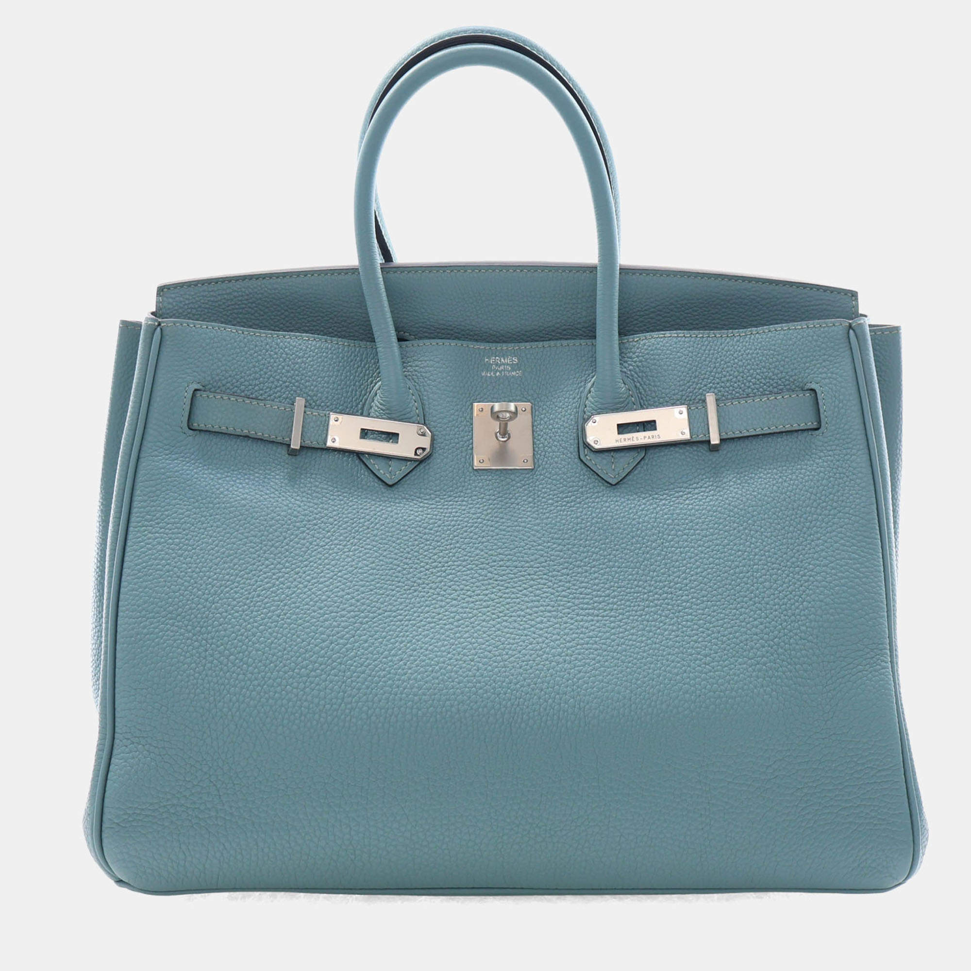 Pre Owned Hermes Birkin 35 Ciel Togo Top Handle Bag